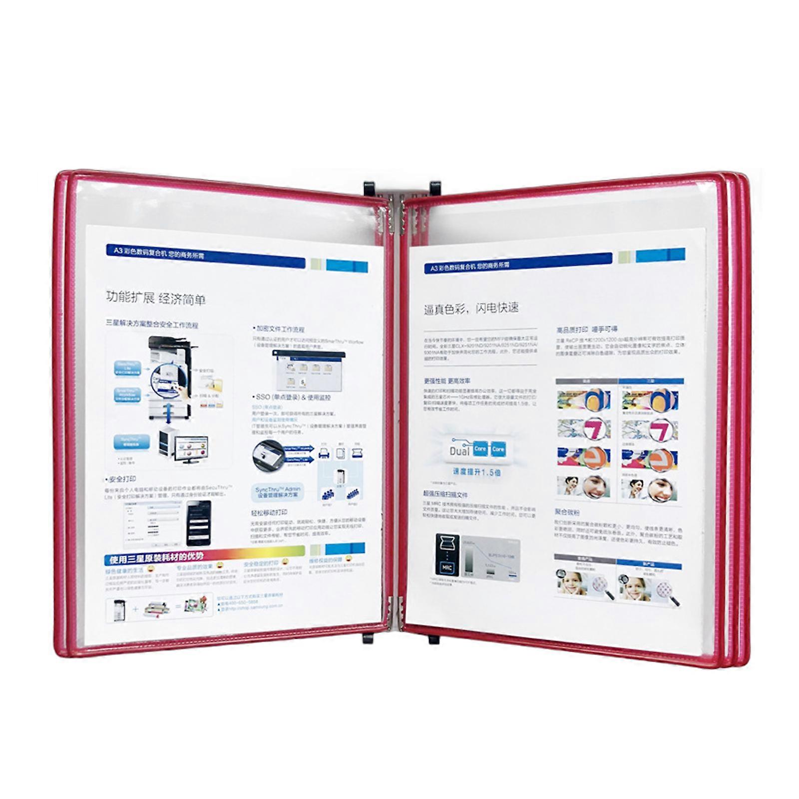 Vertical/Horizontal Wall Mounted Reference Organizer with 5 Easy-Loading Pocket  Red