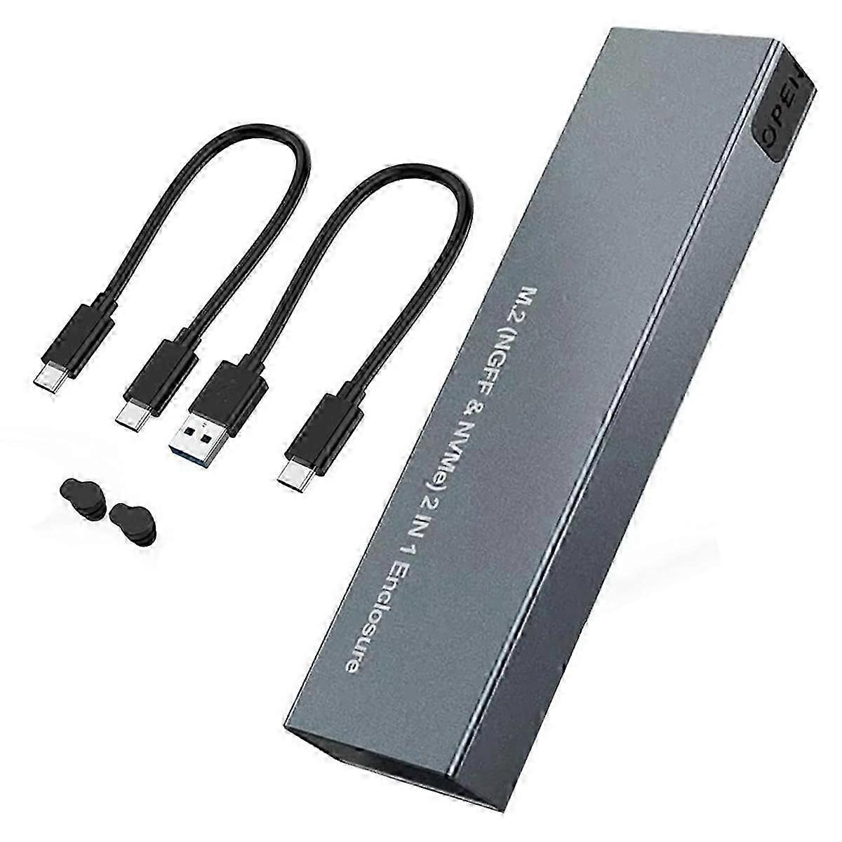 Dual Protocol M.2 NVMe SSD Hard Drive Case for 2230/2242/2260/2280 B