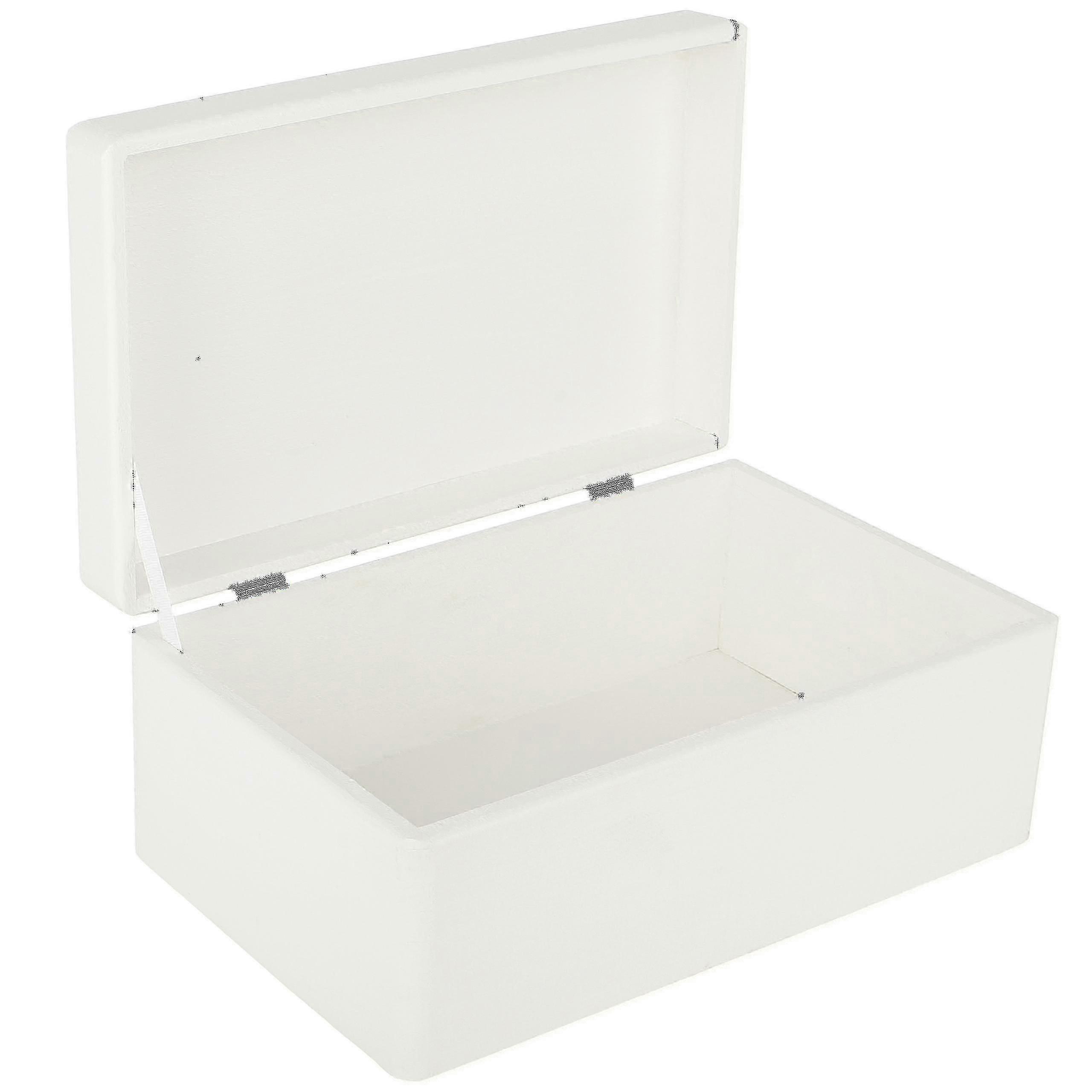 2024 Large White Wooden Box With Lid TAO