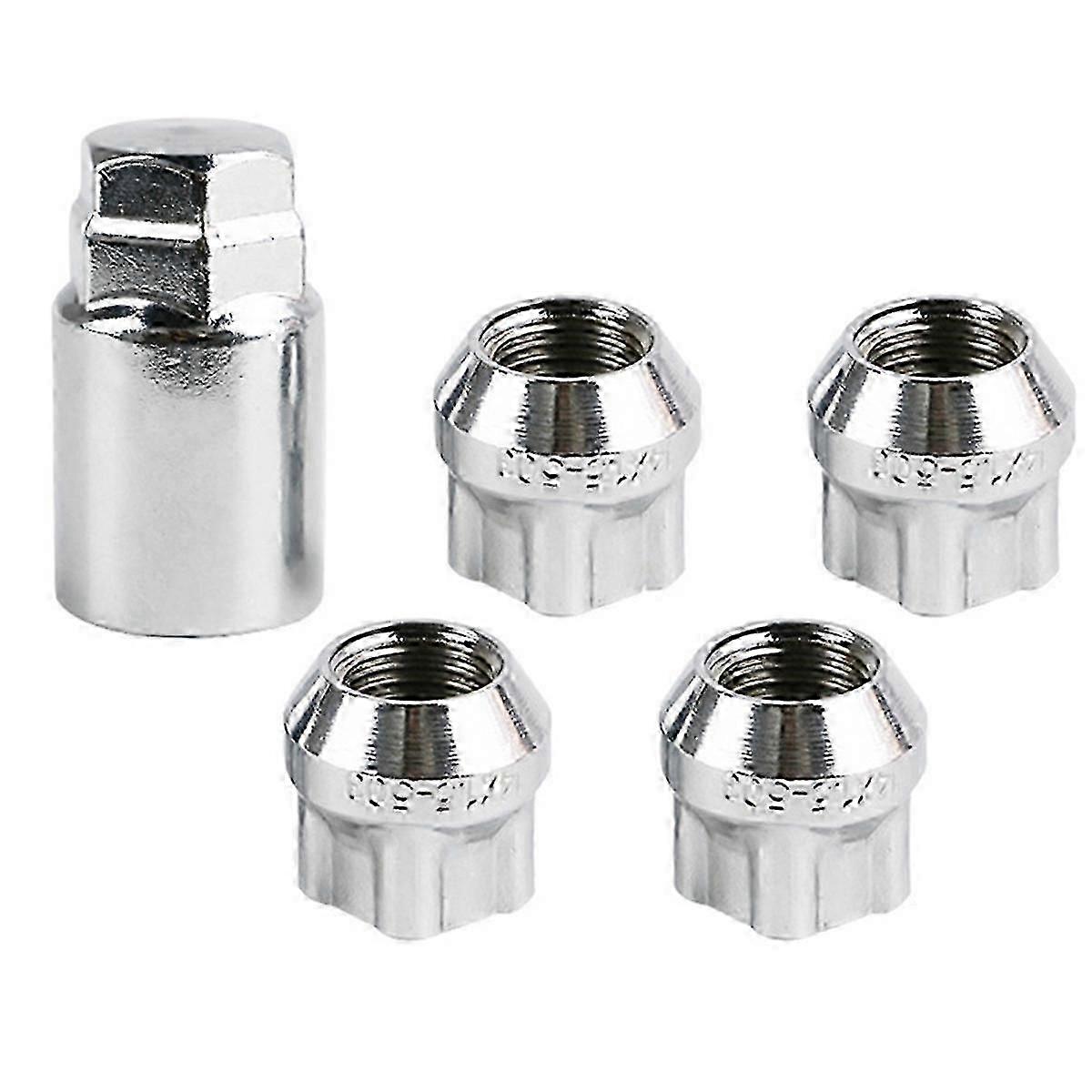 4Pcs Chrome M14X1.5 Anti-Theft Wheel Lock Lug Nut Cone Wheel Locks+Keys for Model S/3/ Wheels M14 x