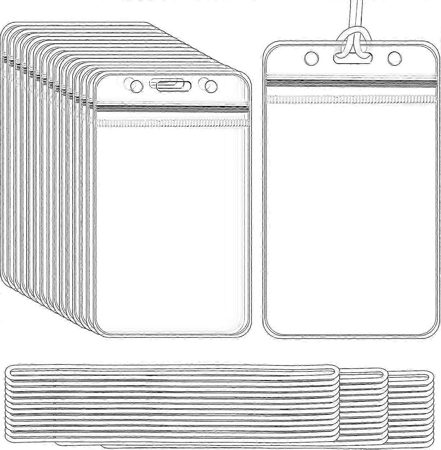 50 Pieces Plastic Luggage Bag Tag Holder Badge Label Tag Holder Clear ID Card Holder with 50 Pack Luggage Tag Loop Straps for Office Business Tra