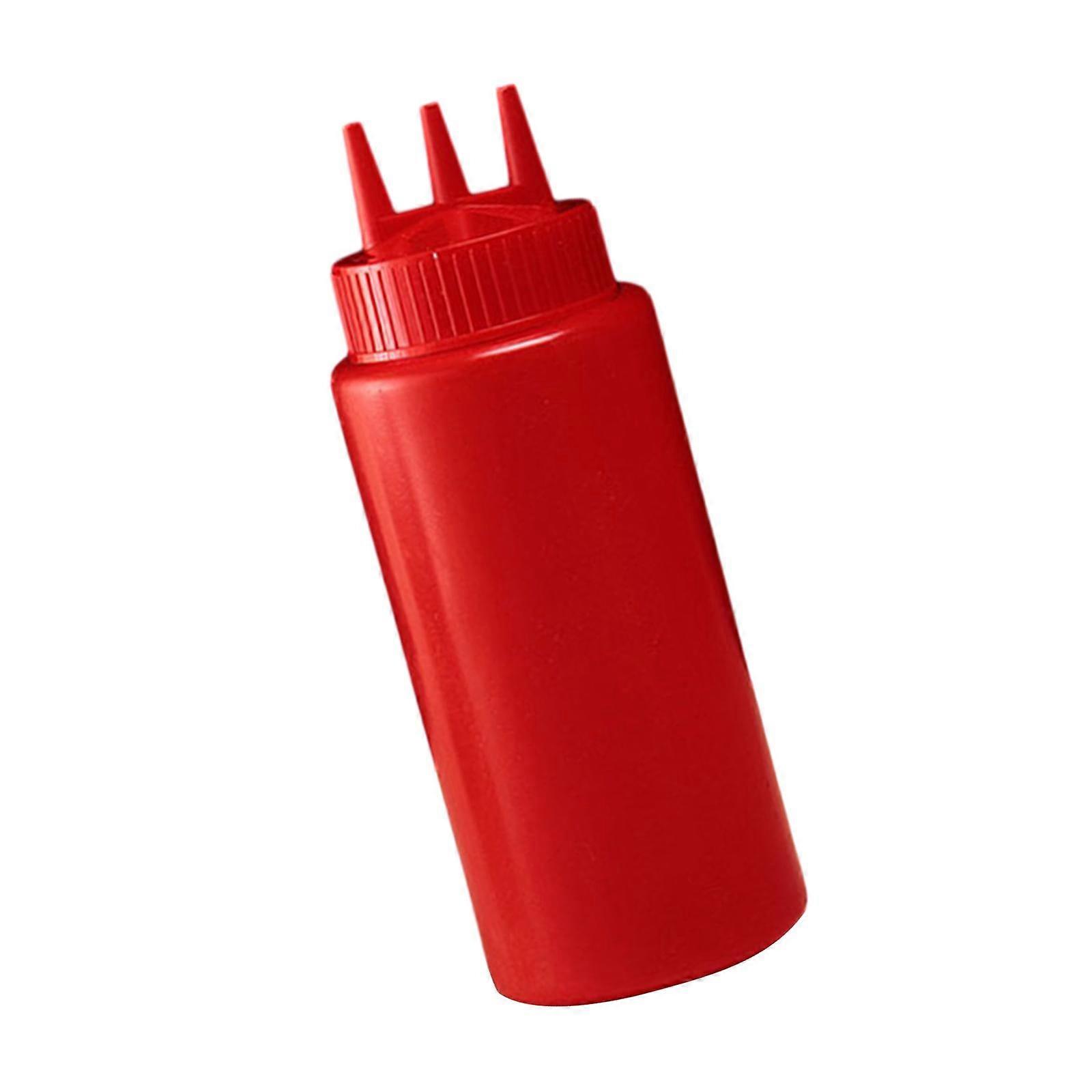 3 Hole Ketchup Bottle Press Container Salad Dressing Bottle, Squeezable Press