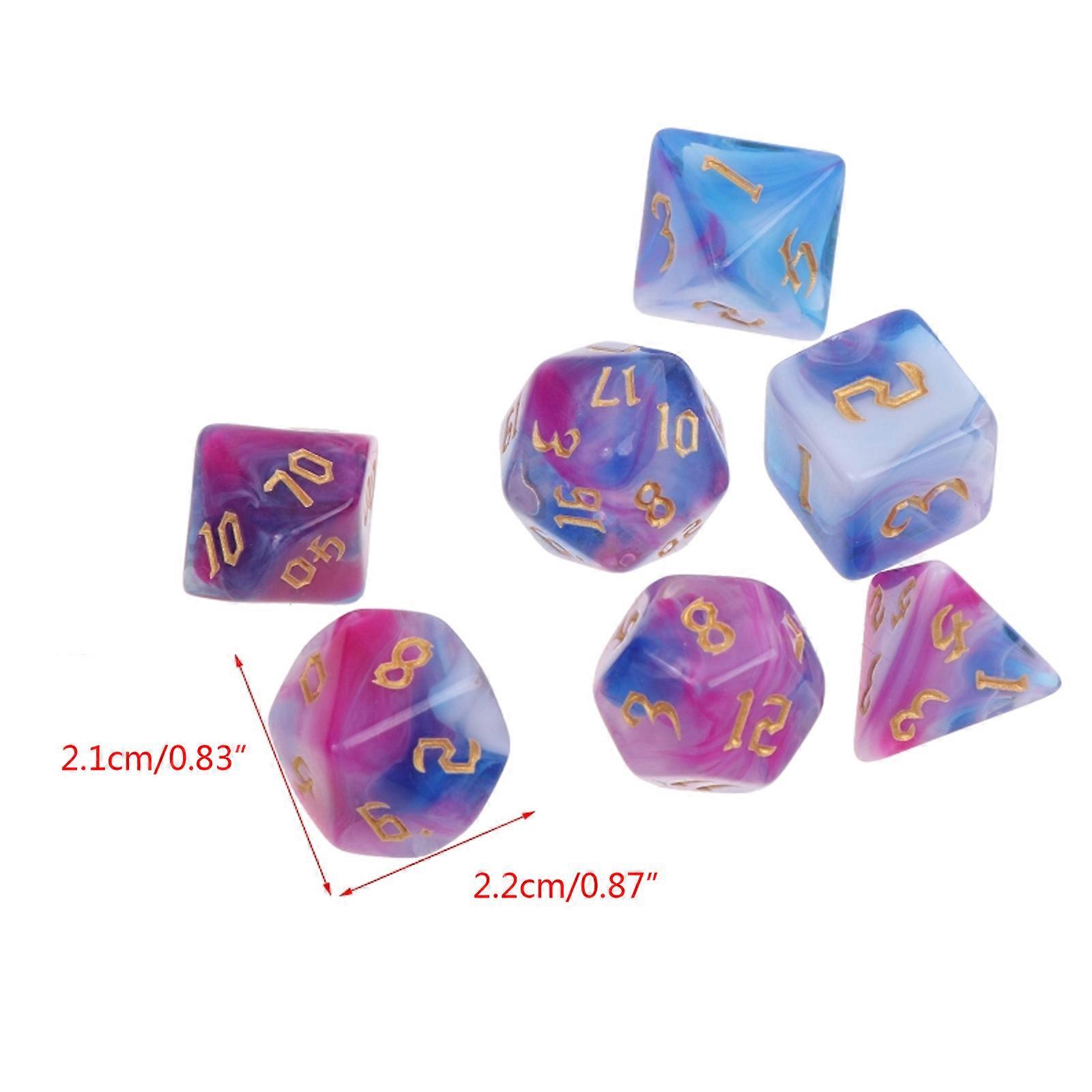 7 Pieces Acrylic Polyhedral Dice Multi-Colored Game Dice Lucky Dice for Role Playing Table Games Easy to for Play