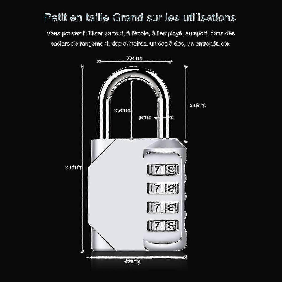 4-position Combination Padlock, Combination Lock Waterproof, Waterproof Metal And Electroplated Steel Combination