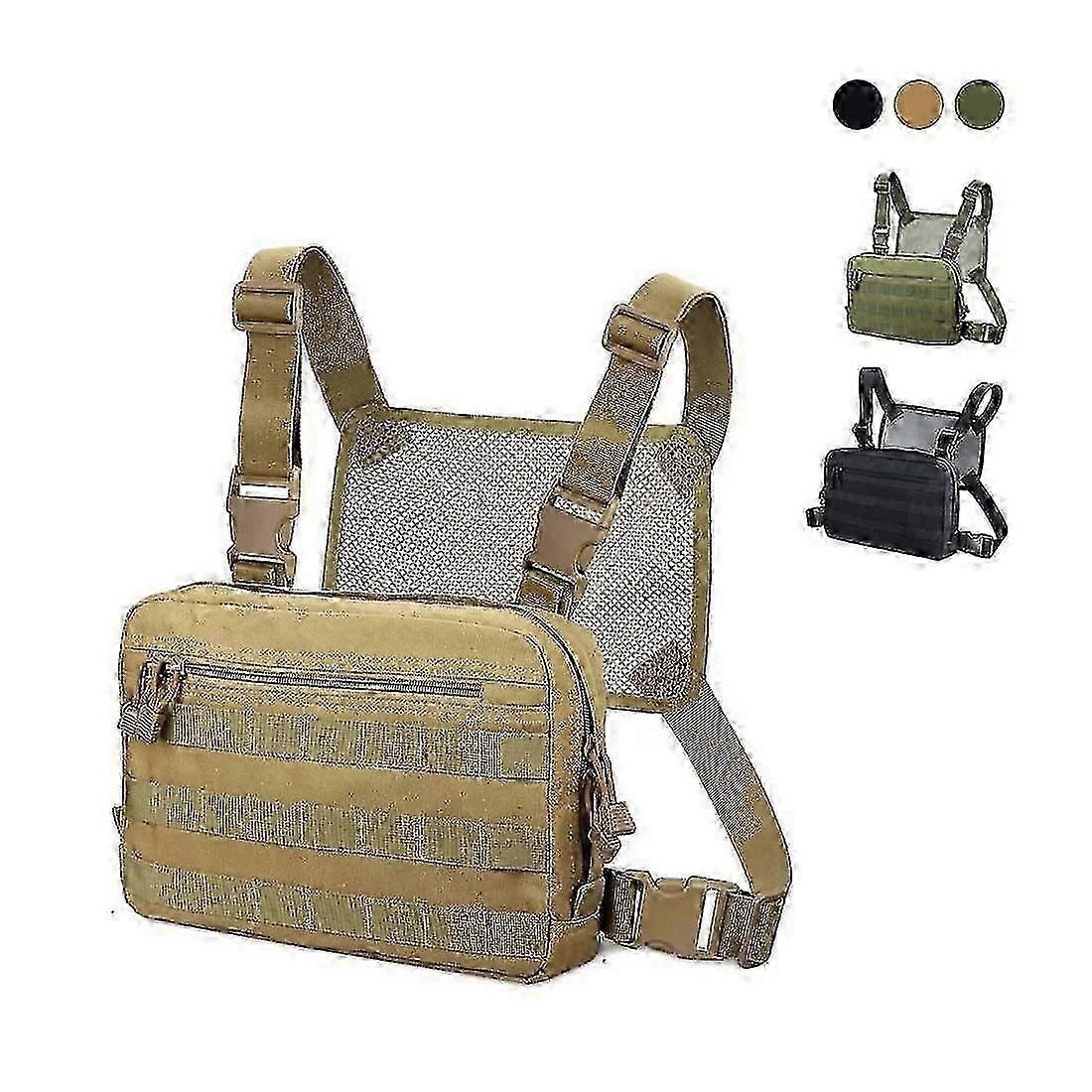 Tactical Chest Rig Bag, Recon Kit Bags Combat Edc Front Pouch For Wargame1pc Army Green