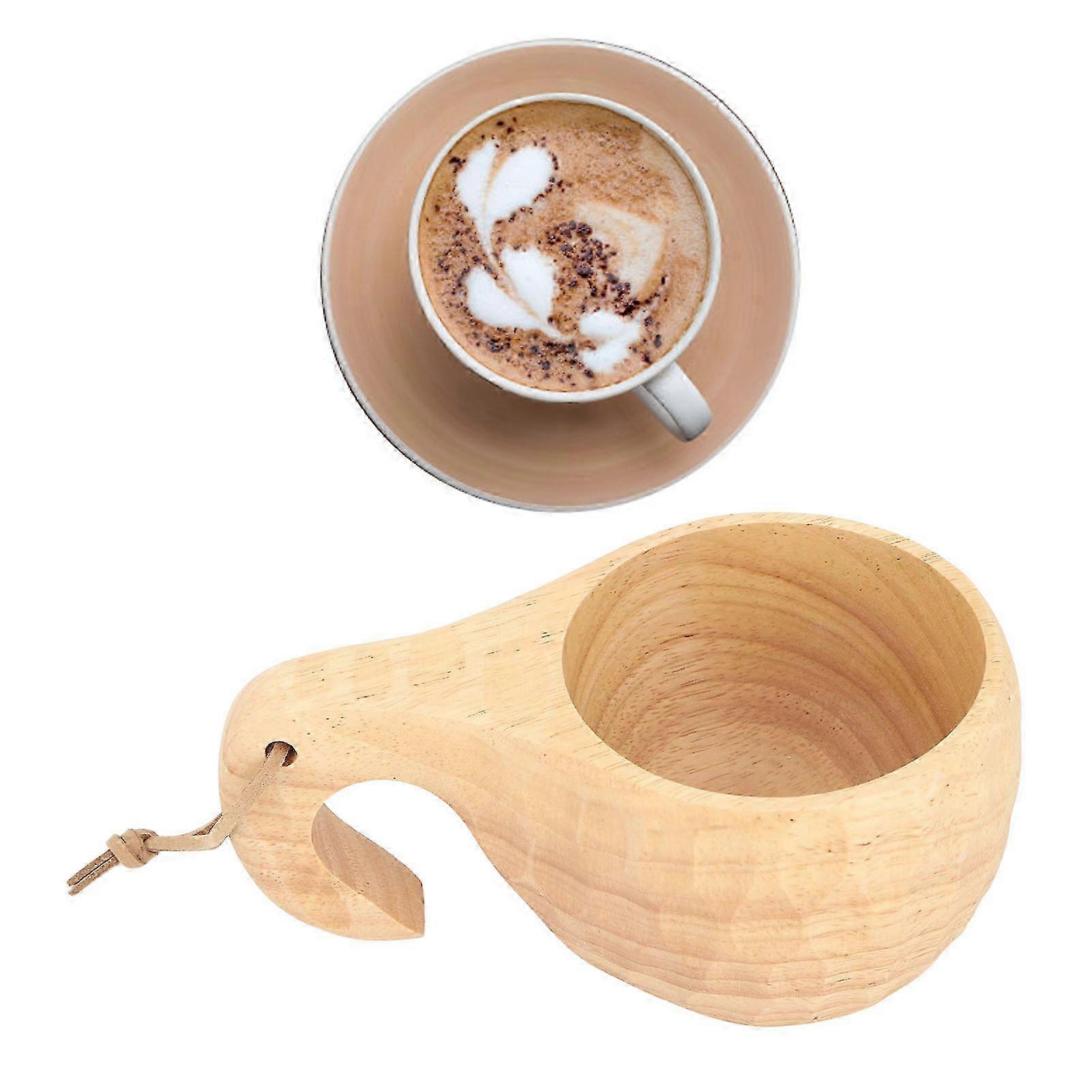 Tazza da caffè in legno con manico - Tazza portatile durevole da 200 ml per viaggi in ufficio a casa
