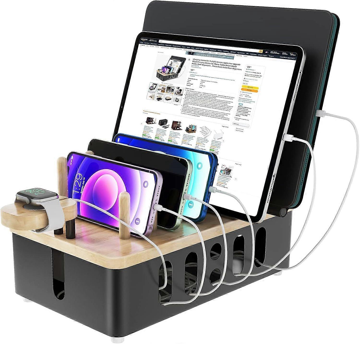 2025 Latest Model Metal Charging Station for Multiple Devices,New Upgrade Wood