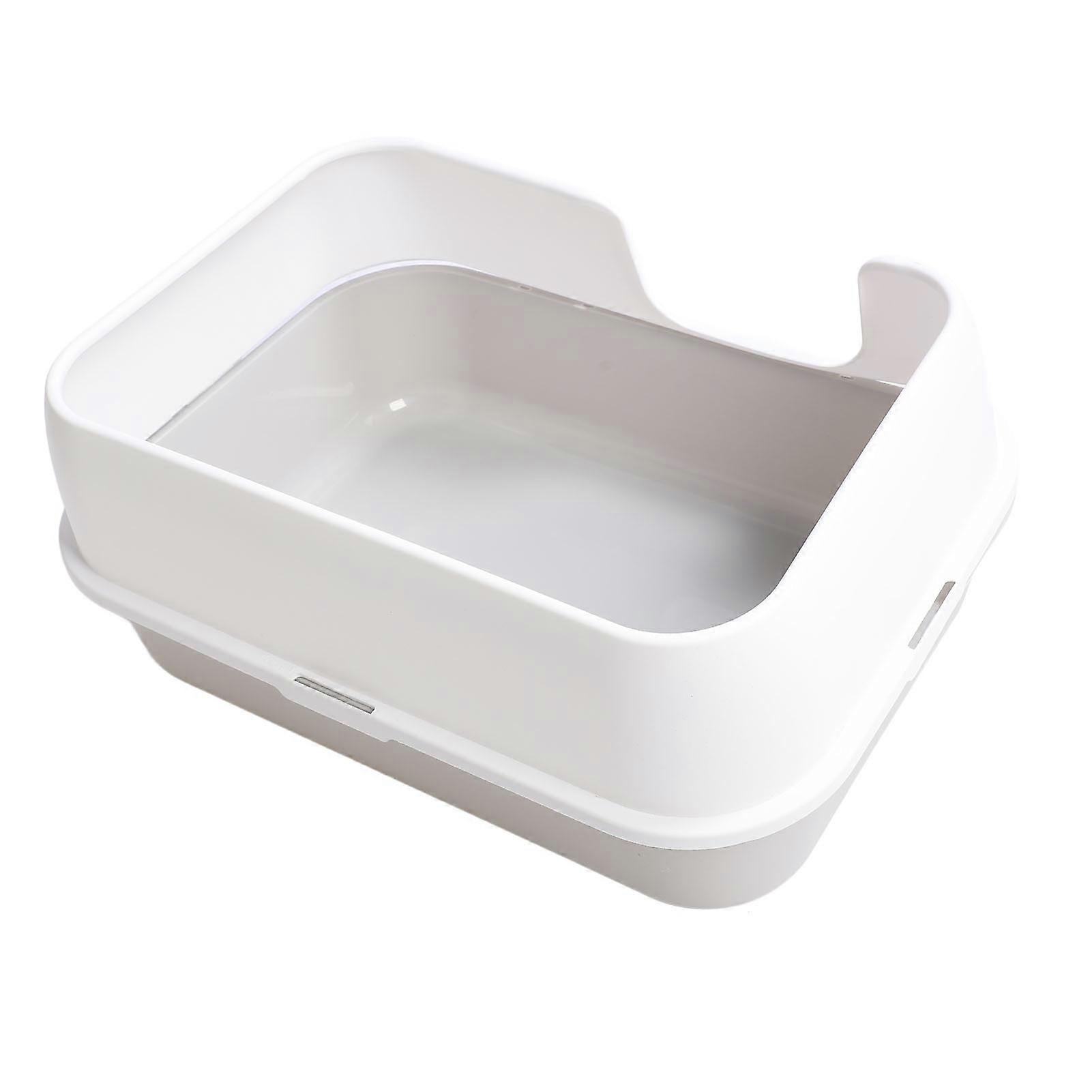 Cat Litter Box Extra Large Semi Enclosed Splash Proof Safe Removable Kitty Litter Pan with Scoop White 