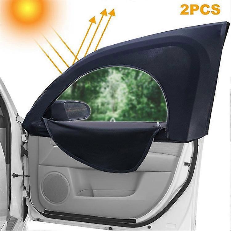 2Pcs Car Side Window Sunshades Stretchable Mesh Curtains Mosquito (Driver Side+Passenger Side)