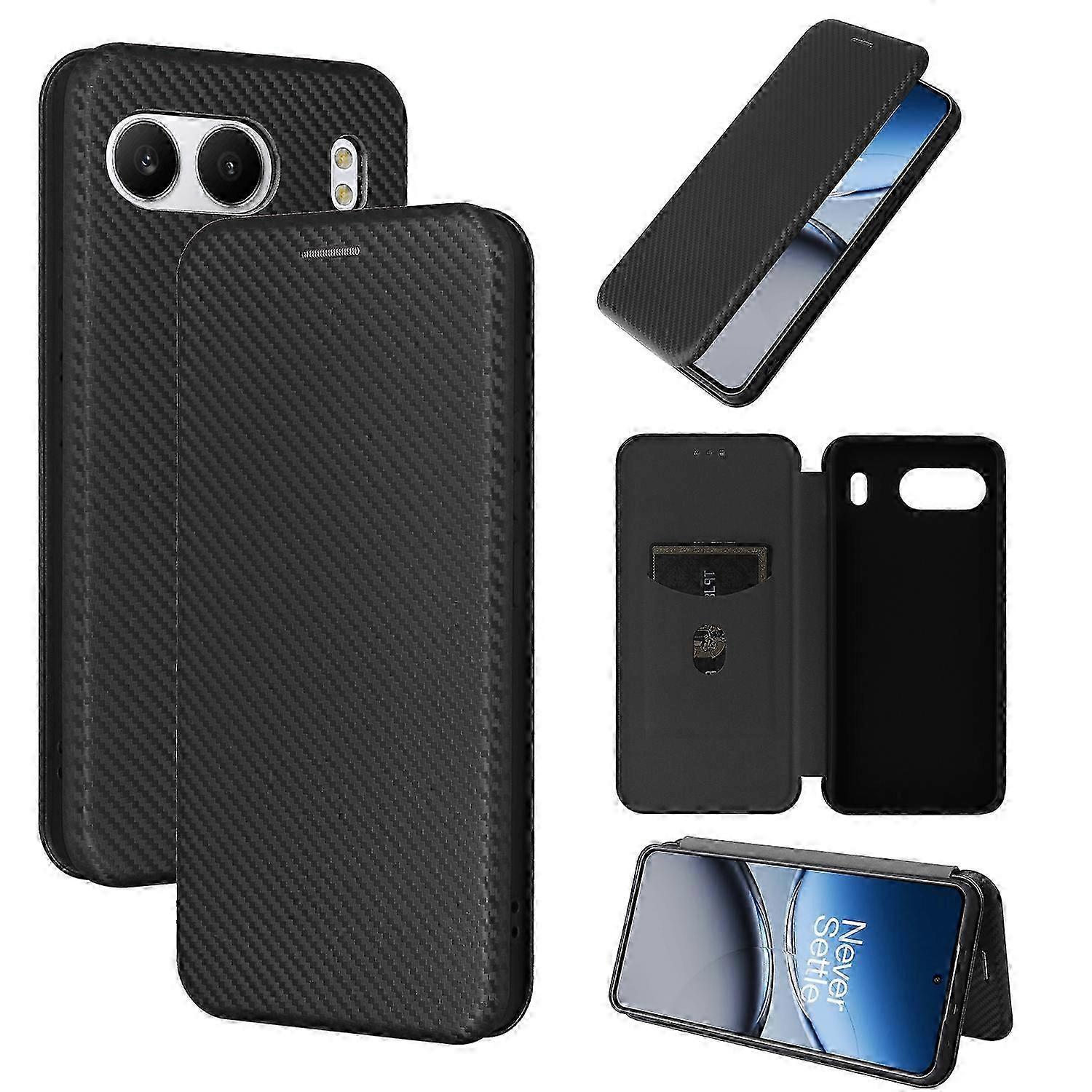Textured Carbon Fiber Flip Leather Case for Android Devices