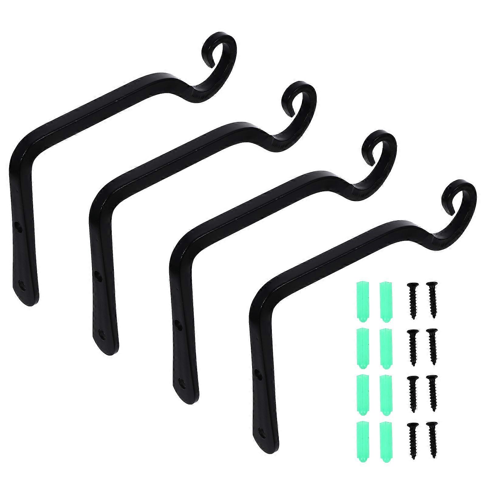 4pcs Lantern Hanger Hooks for Wall Mounting – Decorative Use for Plant Pots, Holiday Lights, and More, Black