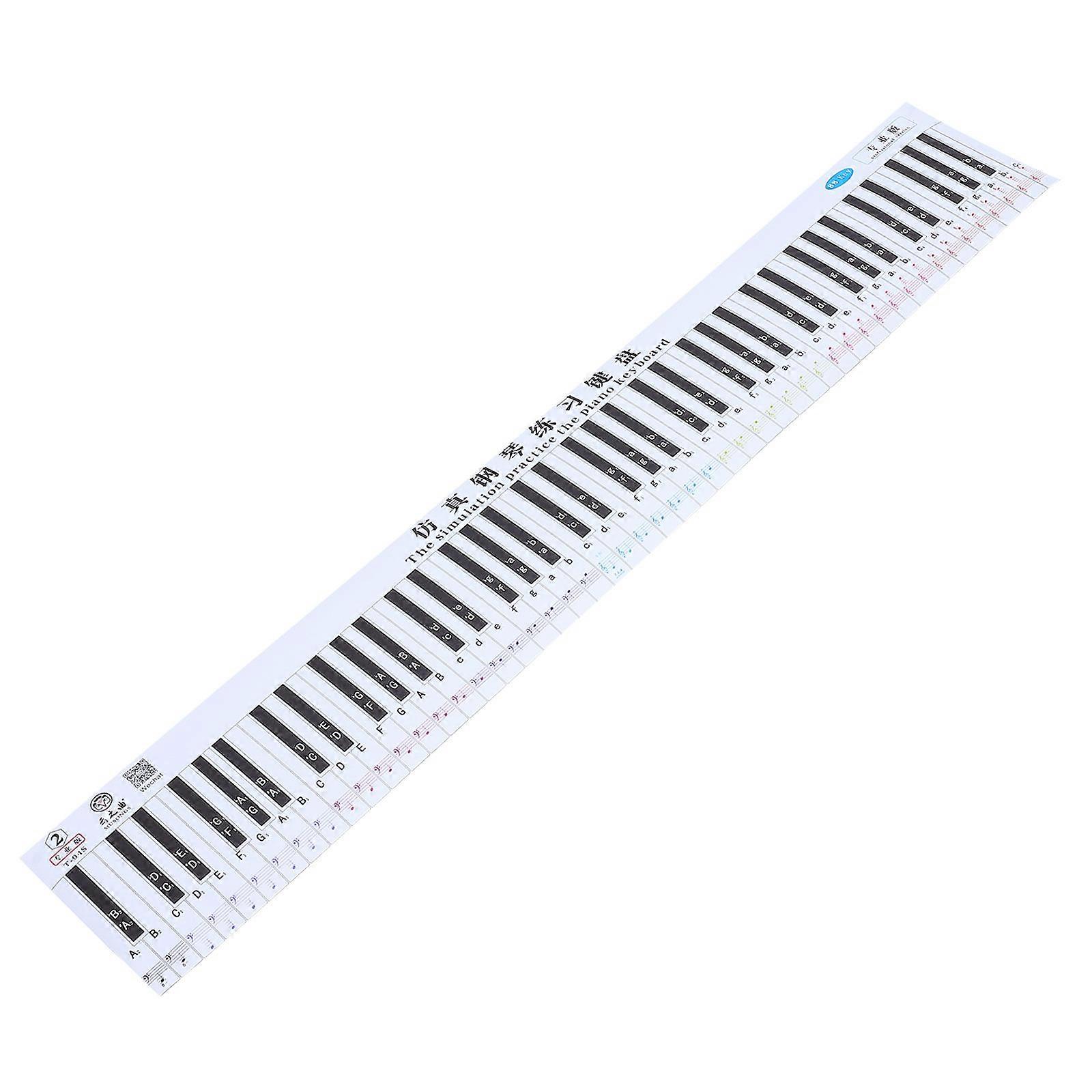 Portable Piano Fingering Practice Chart with 88 Keys for Beginners and Children White PVC