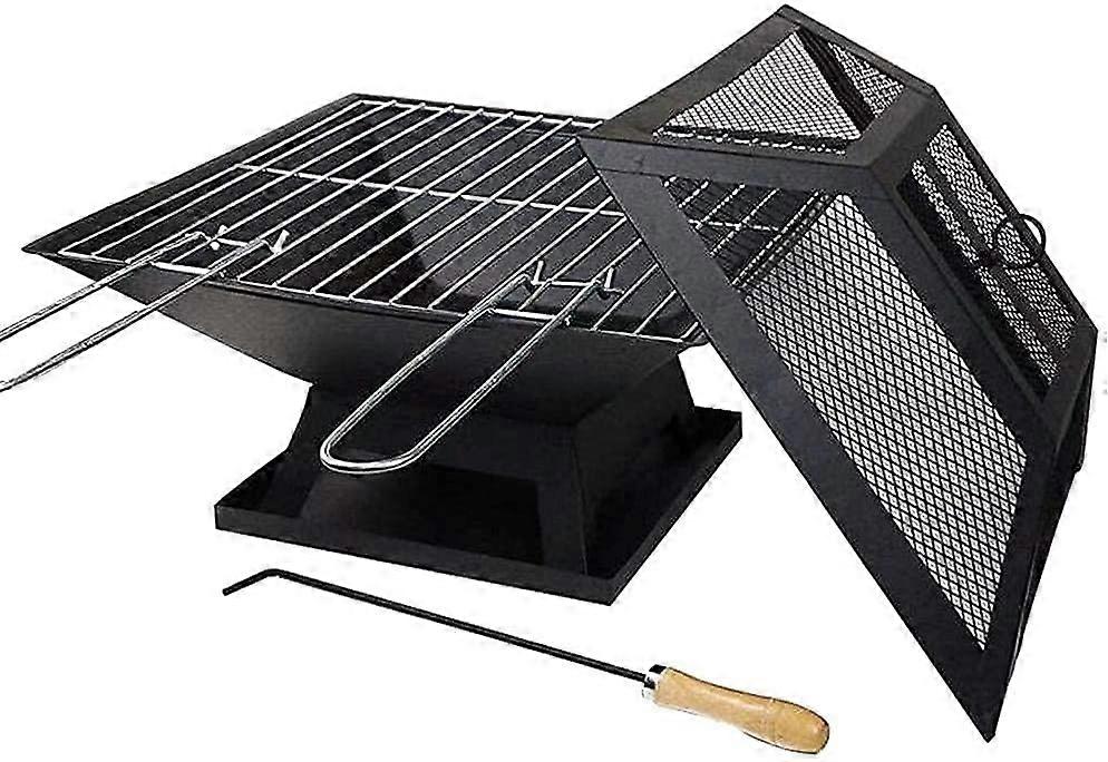 BBQ Grill Outdoor Fire Pit Outdoor BBQ Grill with Heater Garden Outdoor Black Grill Metal Charcoal Pool Patio Decor Fire Pit Stove Heat Grid Ref: 2015