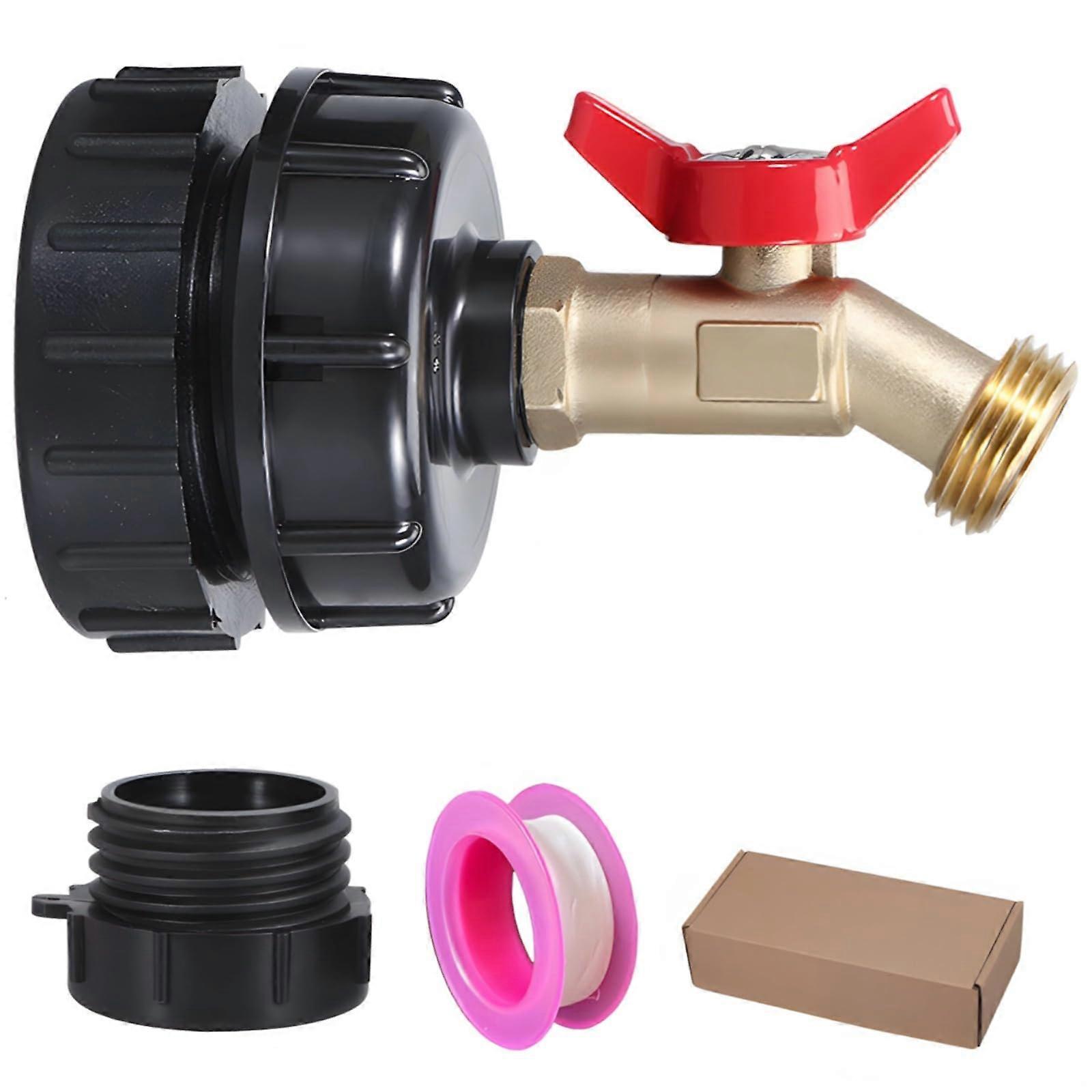 IBC Tote Adapter Kit with Brass Butterfly Valve, S60X6 Spigot Fitting Set, 1000L Drum Tap, Flow Control