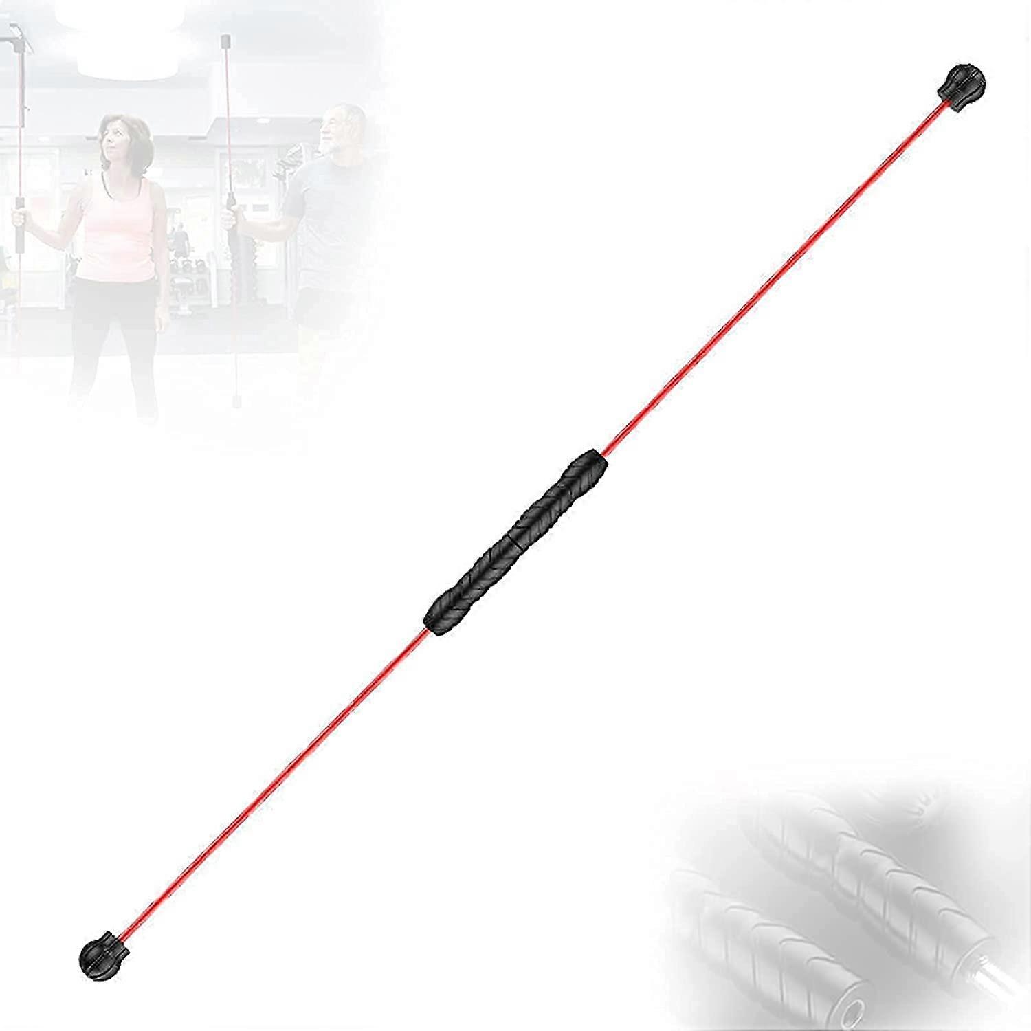 Fitness Swing Bar 160 cm for Pilates Yoga, Vibrating Tremor Stick for Fat Burning and Abdominal Shaping, Red