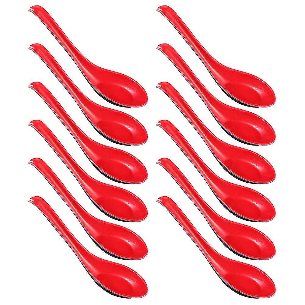 Red Soup Spoons for Food Serving 12Pcs Kitchen Flatware Collection