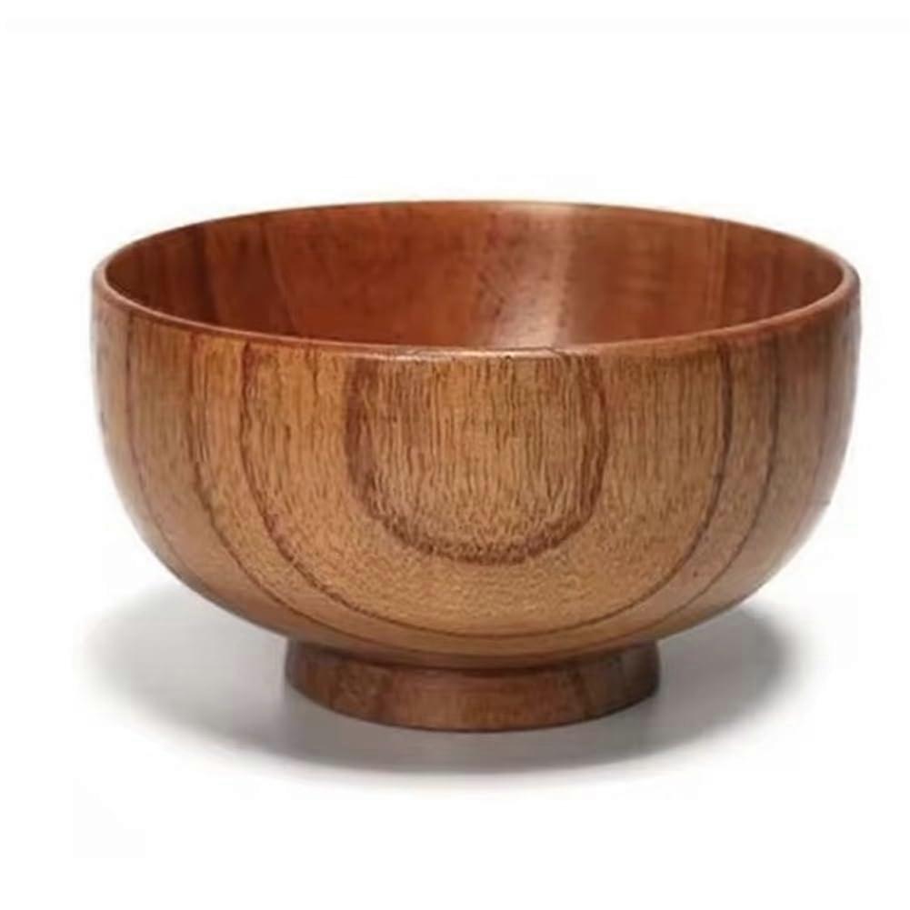 Chinese wooden bowl with solid wood and jujube. Instant noodle bowl, soup bowl, heatulating, shatterproof bowl, 10 cm.