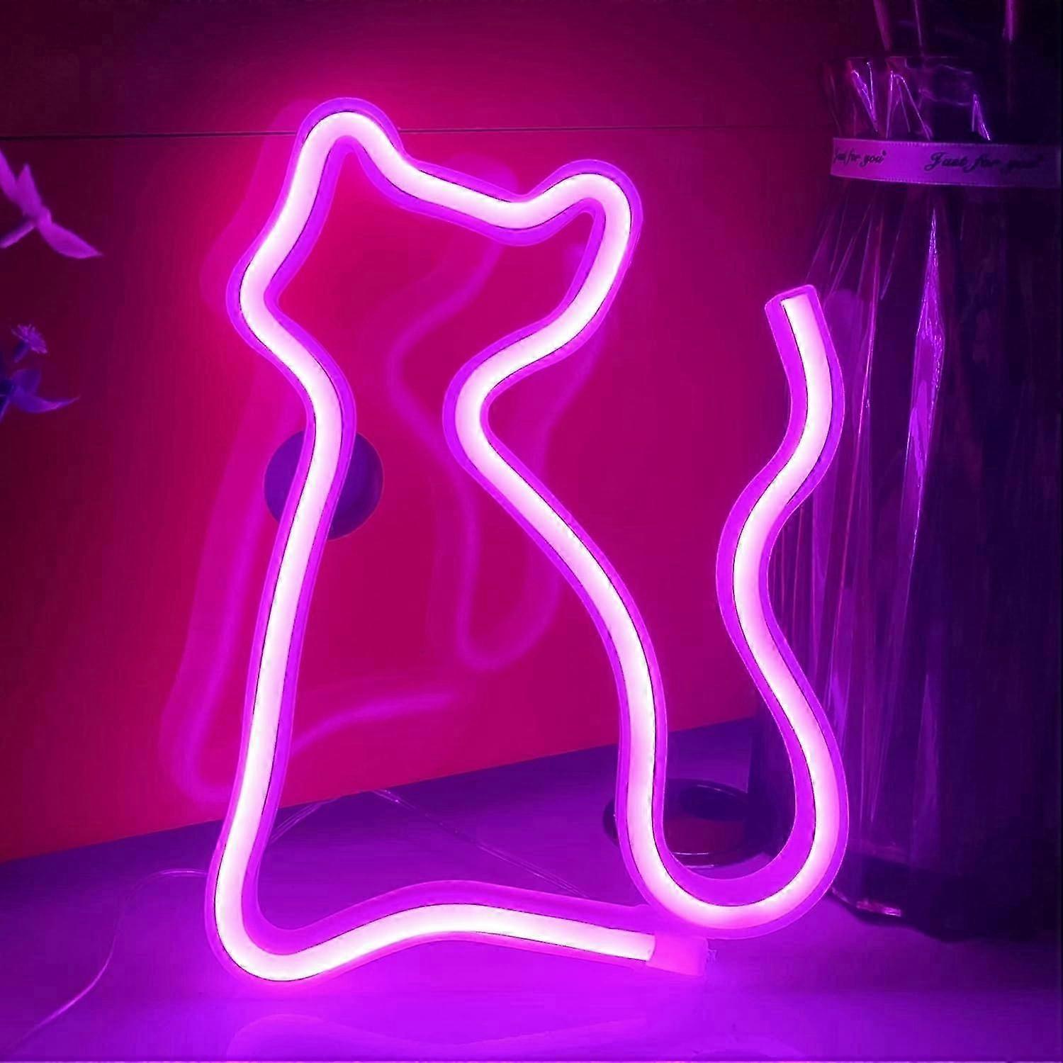 Cat Neon Signs,USB or 3-AA Battery Powered Neon Light,LED Lights Table