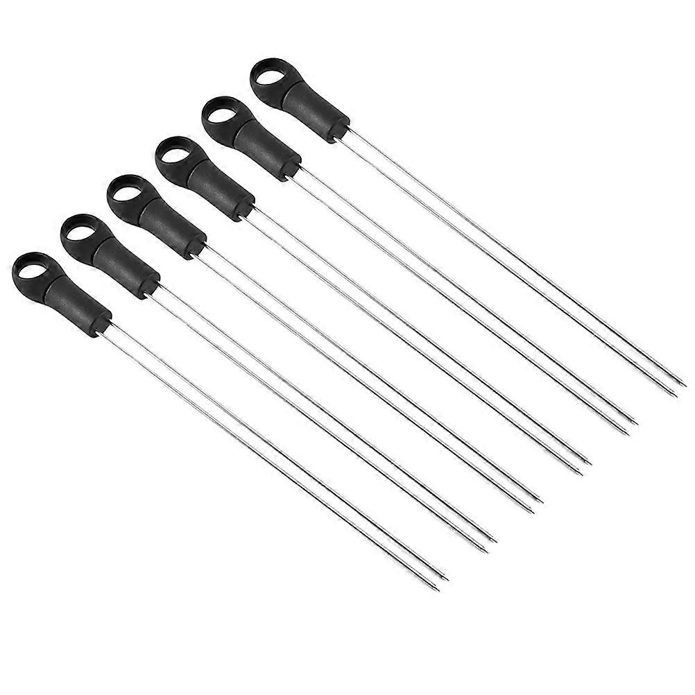 Stainless Steel Skewers Bbq Fork Skewers Hanging Hole For Storage Bbq Lovers 36.3X3Cm 6Pcs