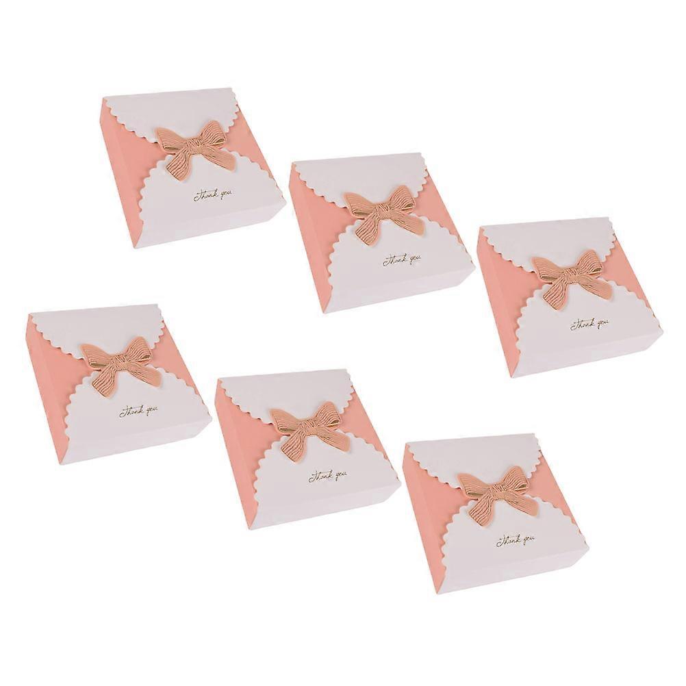 Small Candy Boxes Bow-Knot Candy Box New Year Celebration Pink 14*14*4Cm Storage Container 6Pcs