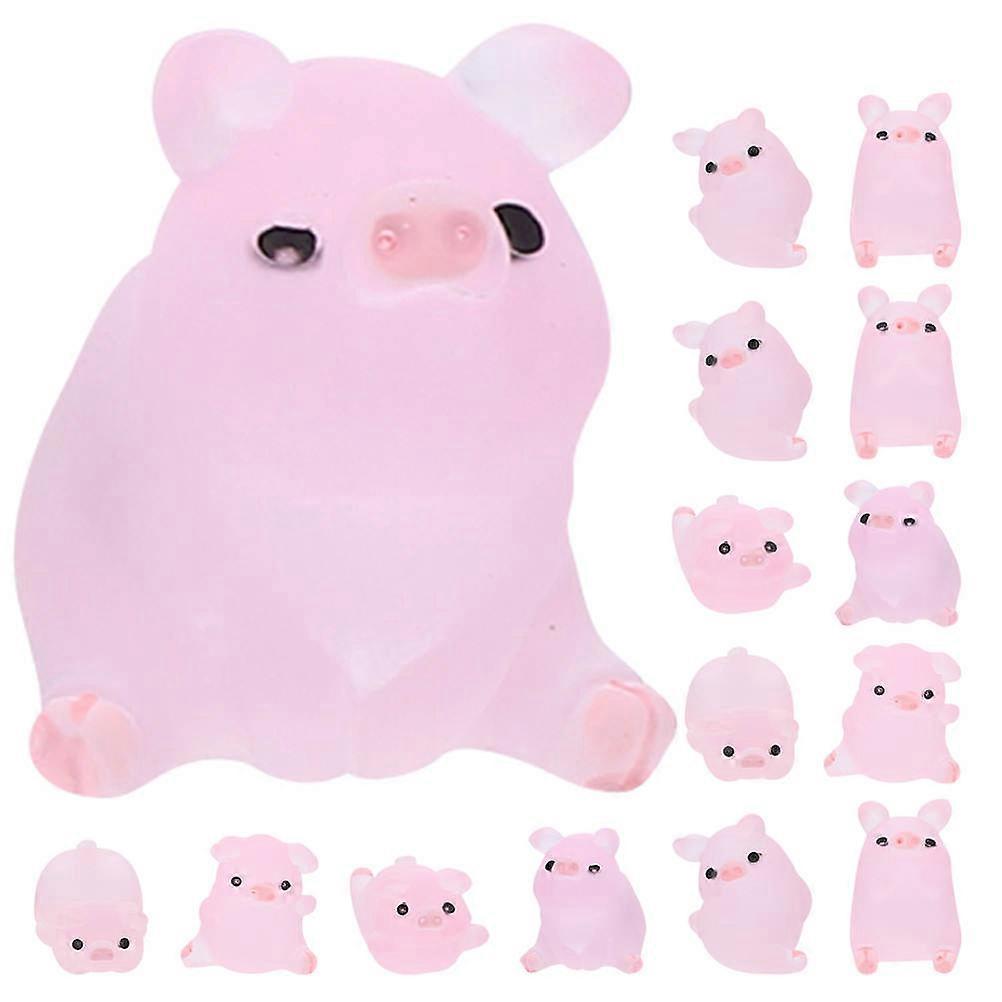 Animal Model Figurine Resin Pig For Collectors Pink 2.30X1.65X1.00CM 15Pcs