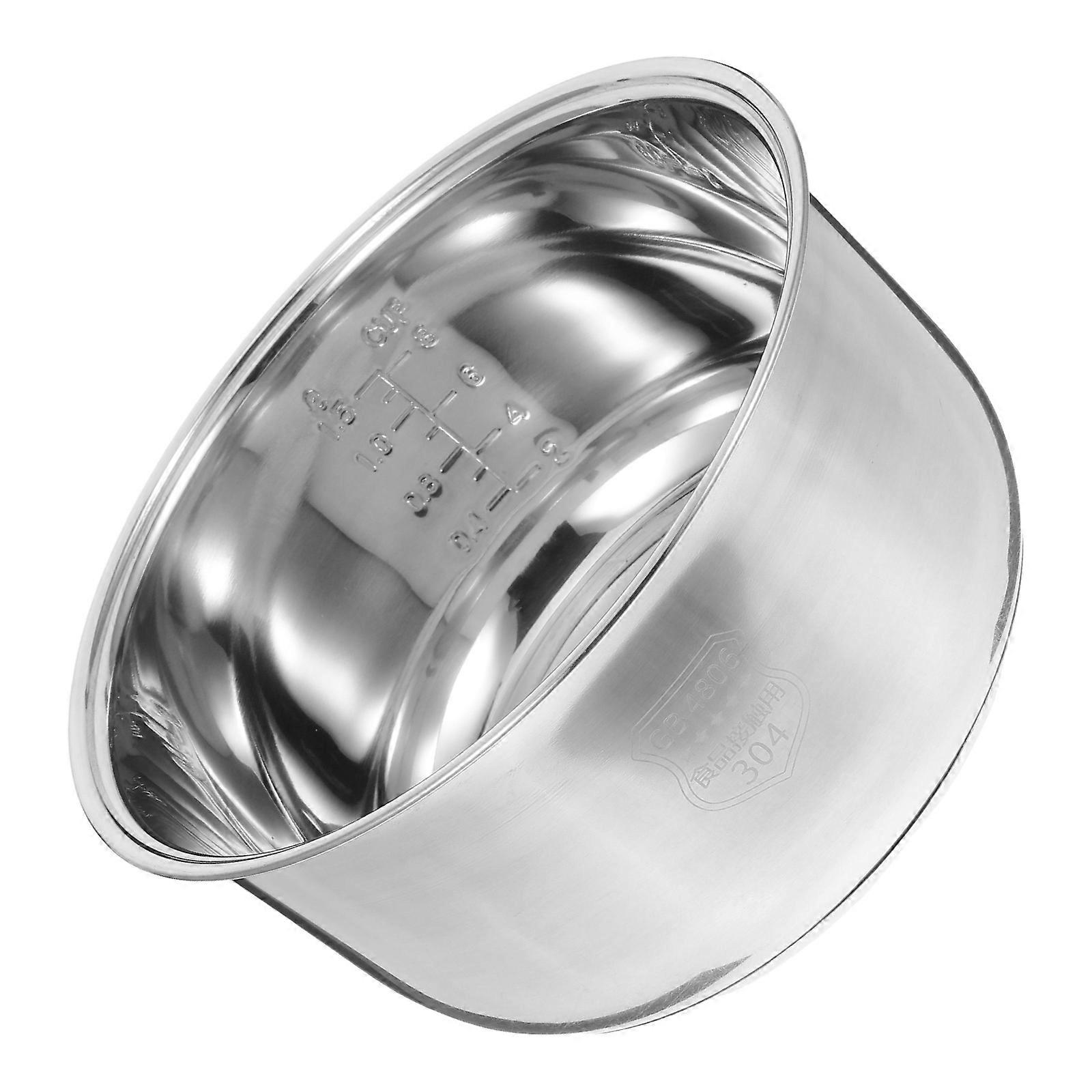 Electric Cooker Accessory Stainless Steel Rice Cooker Inner Pot Replacement Liner Home Cooking Round Silver 4L 1Pack