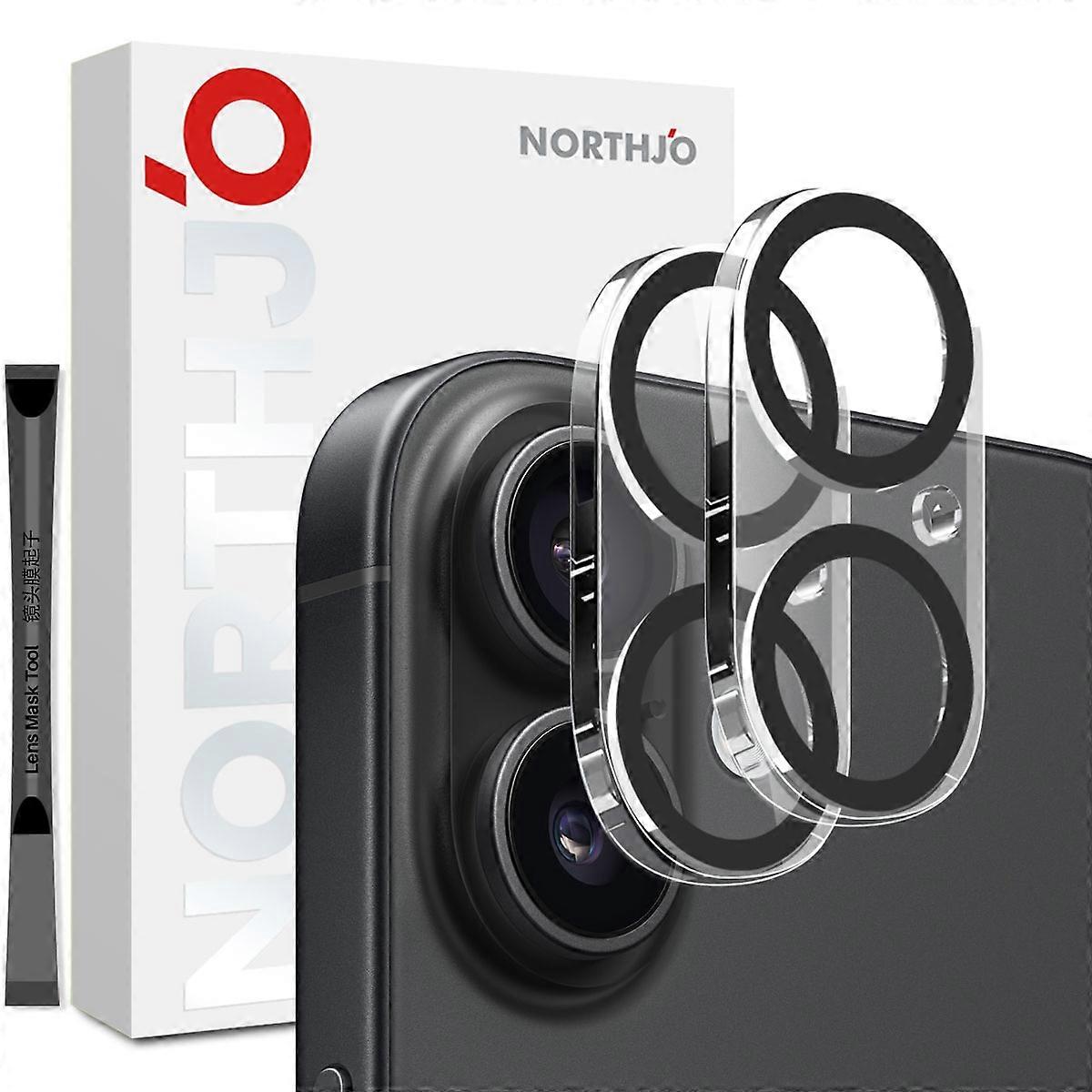 NORTHJO 2Pcs For iPhone 17 Camera Lens Protector Black Circles 3D Full Coverage Clear Tempered