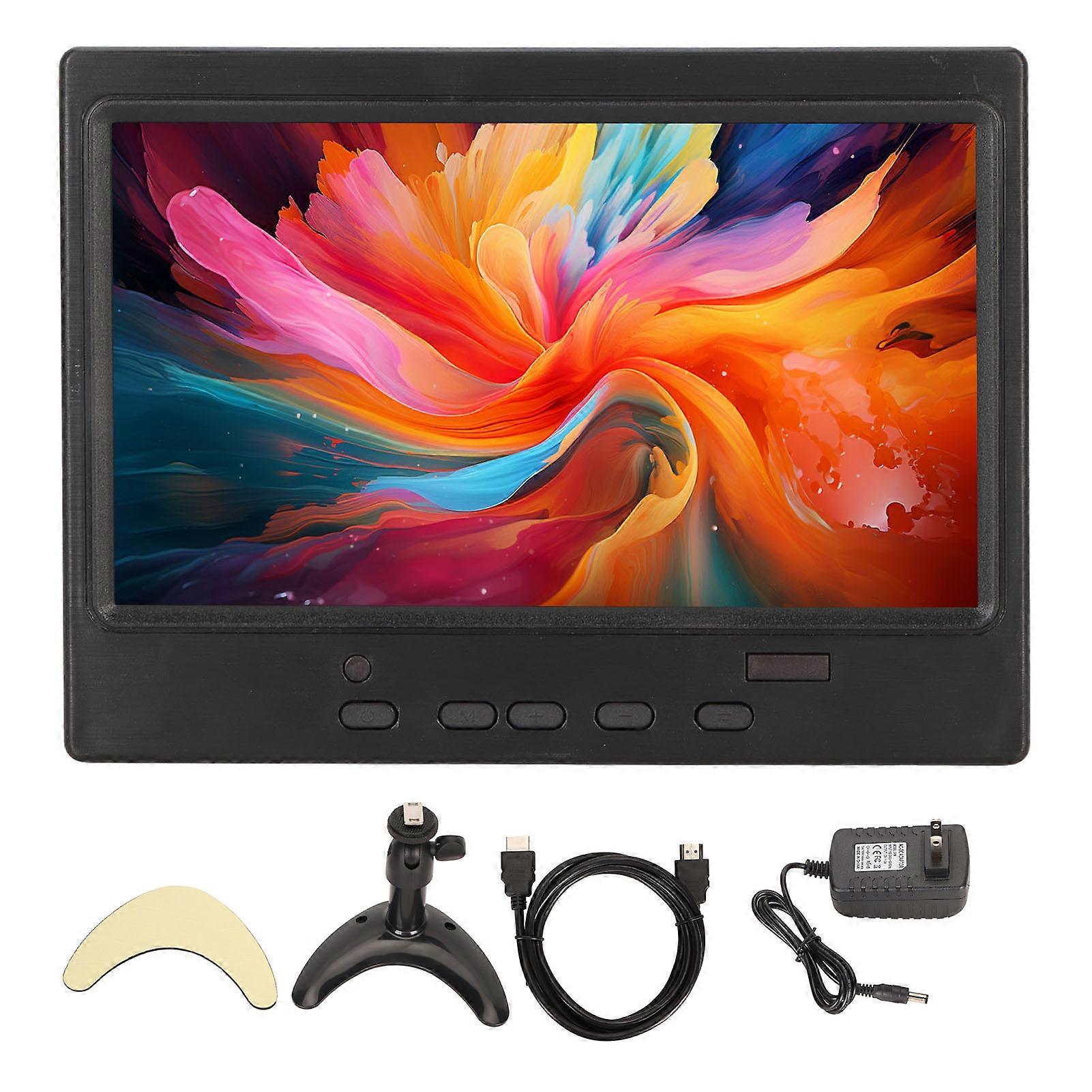 7 inch 1024 x 600 Portable Monitor, HD Multimedia Interface, VGA, AV, PC Compatible, 100-240V, Moon Stand, US Plug
