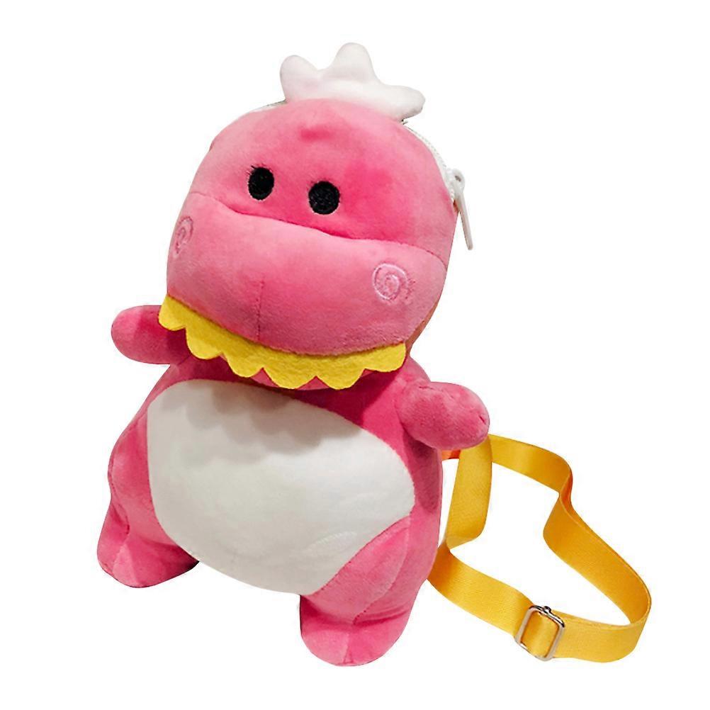 Cute Crossbody Bags Dinosaur Plush Toy Creative Dinosaur Backpack Rosy 26 x 14 x 15 cm Large Capacity 1Pack