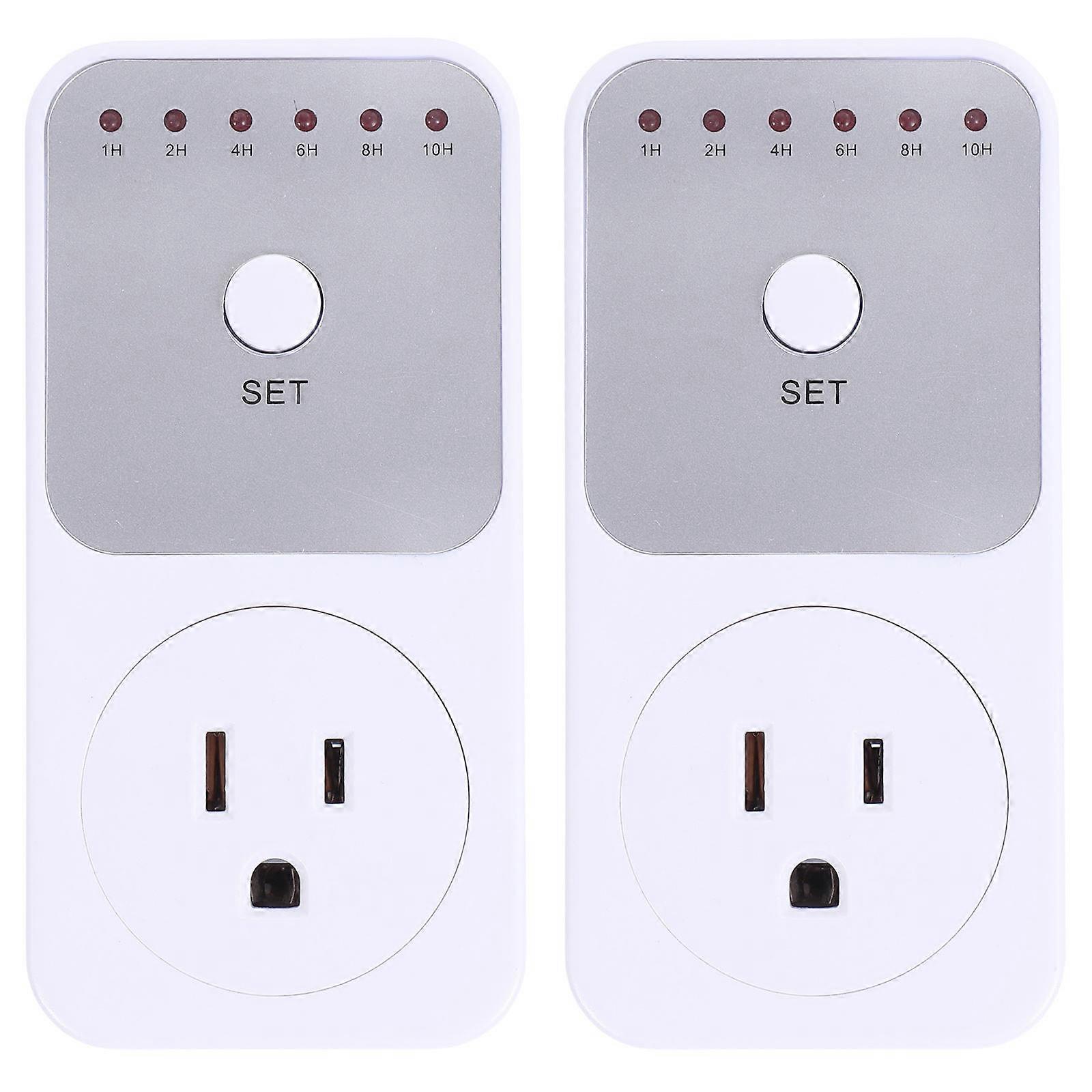 Electric Timers For Electrical Outlet Adjustable Timing Power Shut-Off Prevent Overcharging 10.90X6.30X5.30CM Rectangular Simple Design Adults 2Pcs