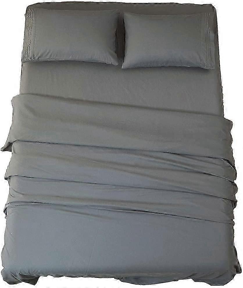 Bed Sheet Set Super Soft Microfiber 1800 Thread Count Luxury Egyptian Sheets 16-Inch Deep PocketWrinkle-3 Piece ( Dark Grey, Twin)