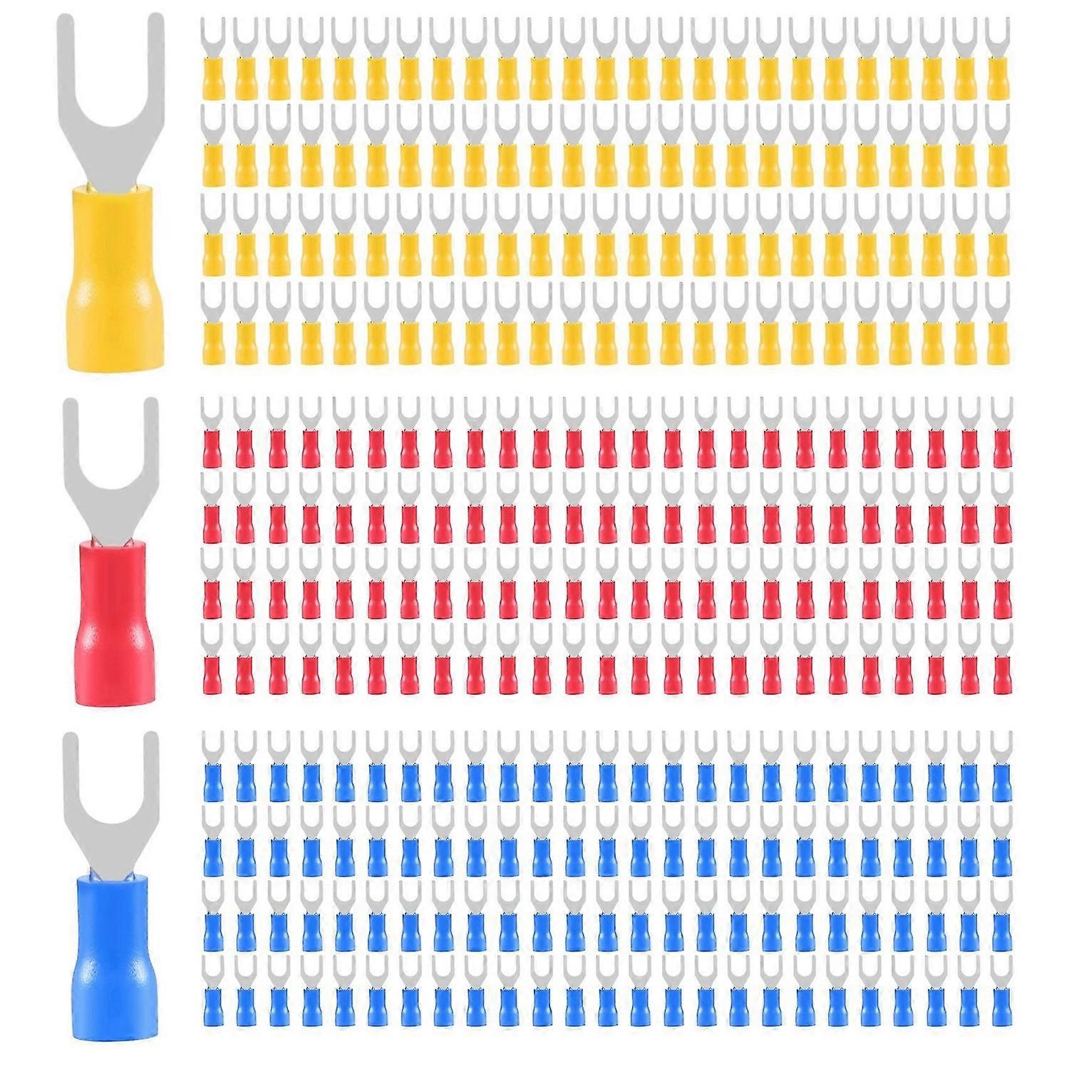300 Pcs 22-16 16-14 12-10 AWG Insulated Fork Spade U-Type Wire Connector Electrical Crimp Terminal