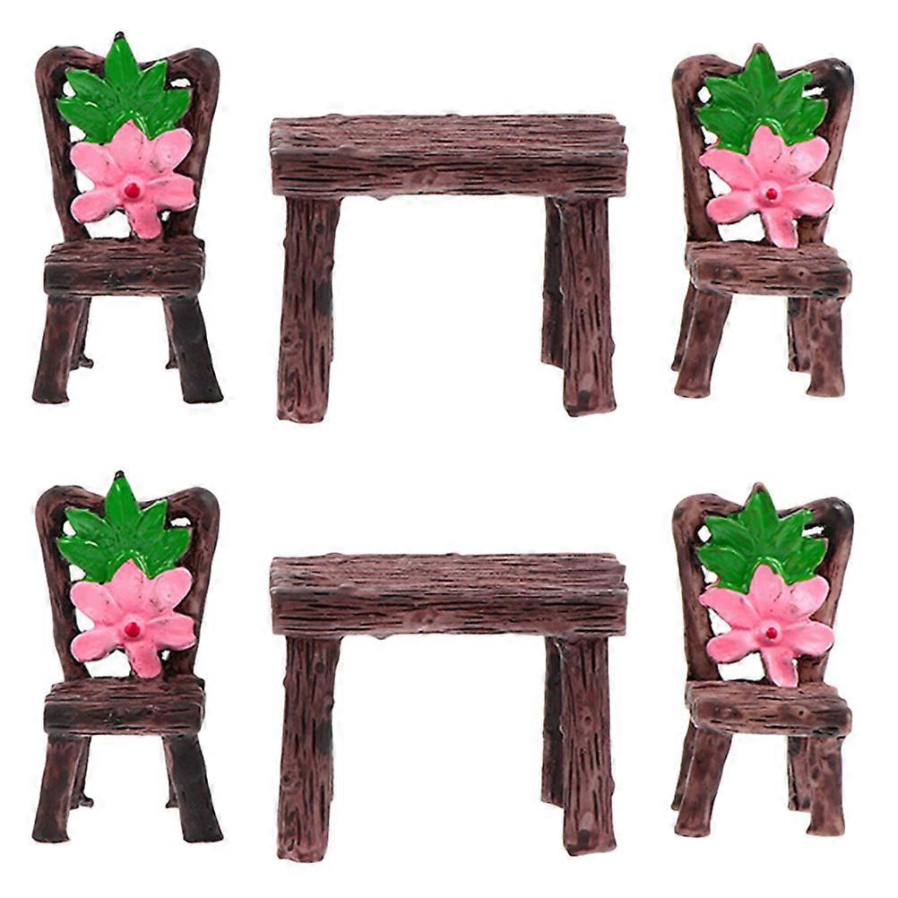 Miniture House Furniture Resin Table and Chair Model Micro Landscape Decor 4X3.7CM Square Furniture Ornaments 2 Sets