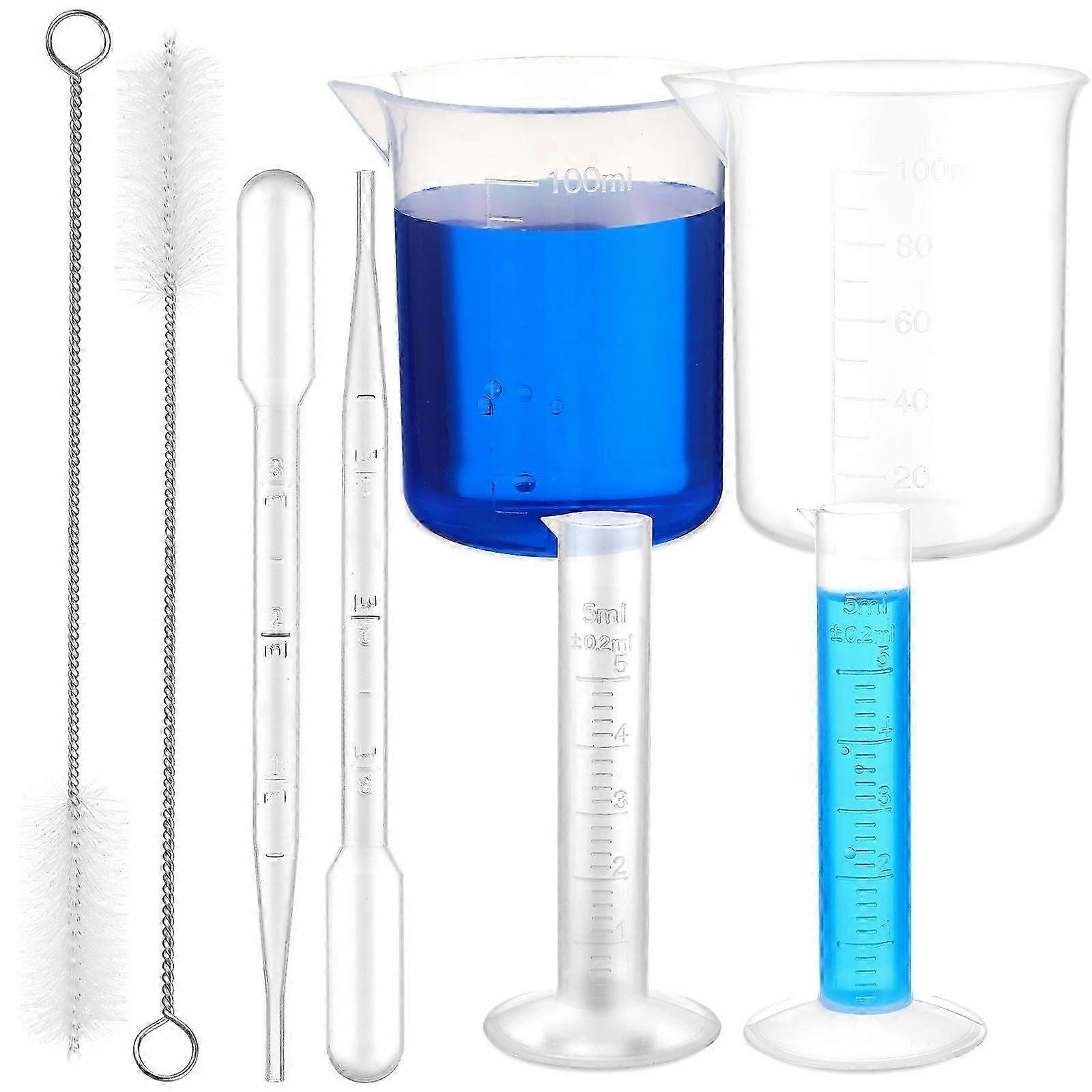Glass Measuring Cup Lab Test Tube Flask Labs Beakers Measuring Test Tube Flask Jars Brushes Lab Beakers