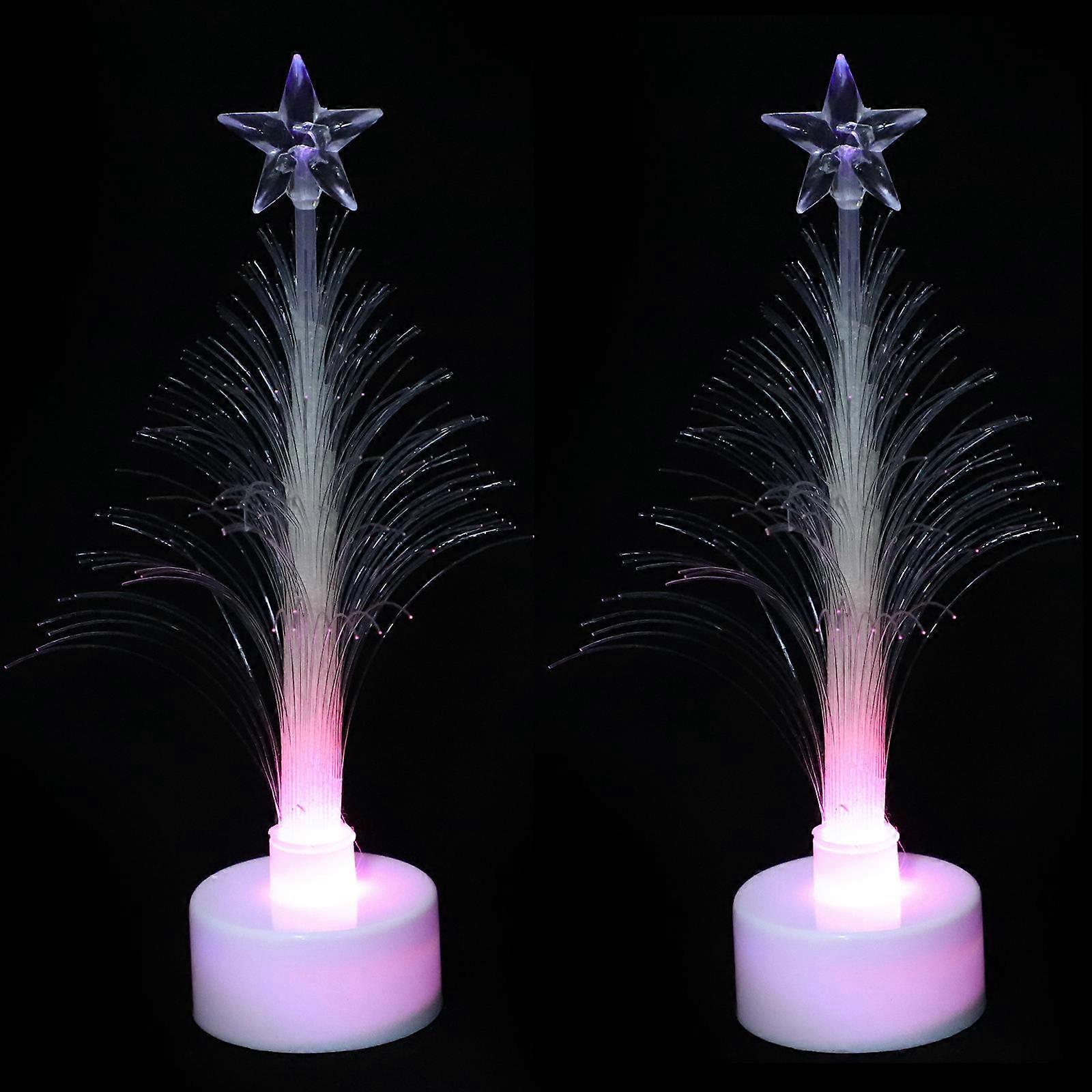 Xmas Tree Desktop Plastic Glowing Tree Design 3.5 x 3.5 x 13cm 2Pcs
