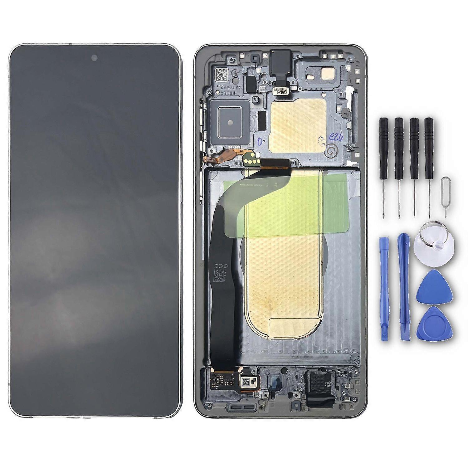 Samsung LCD Screen with Frame for Galaxy S25 Edge GH82-37224A Spare Part Silver