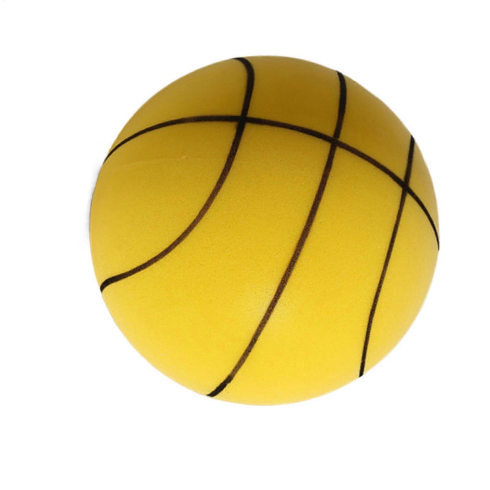 Silent Basketball, Foam Mute Ball for Indoor Use, 24 cm Yellow Quiet Toy for Kids and Adults, Ideal for Home Activities