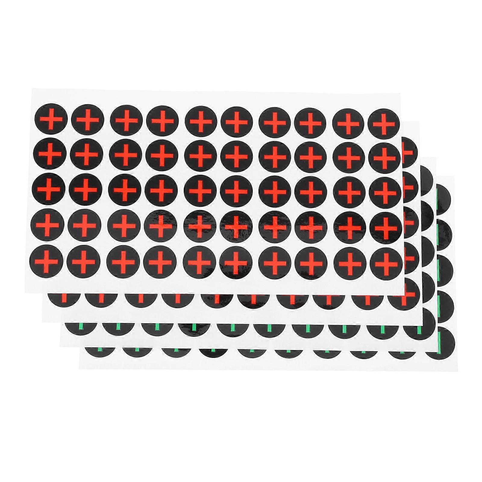 4 Adhesive Battery Polarity Stickers for Clear Positive and Negative Identification, High Visibility Electrical Safety Decals