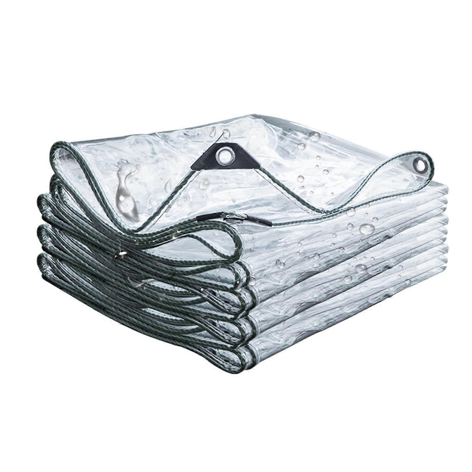 Durable PVC tarp with rope, custom size for pavilion, windbreak, 2 x 4 m Clear 2x4m