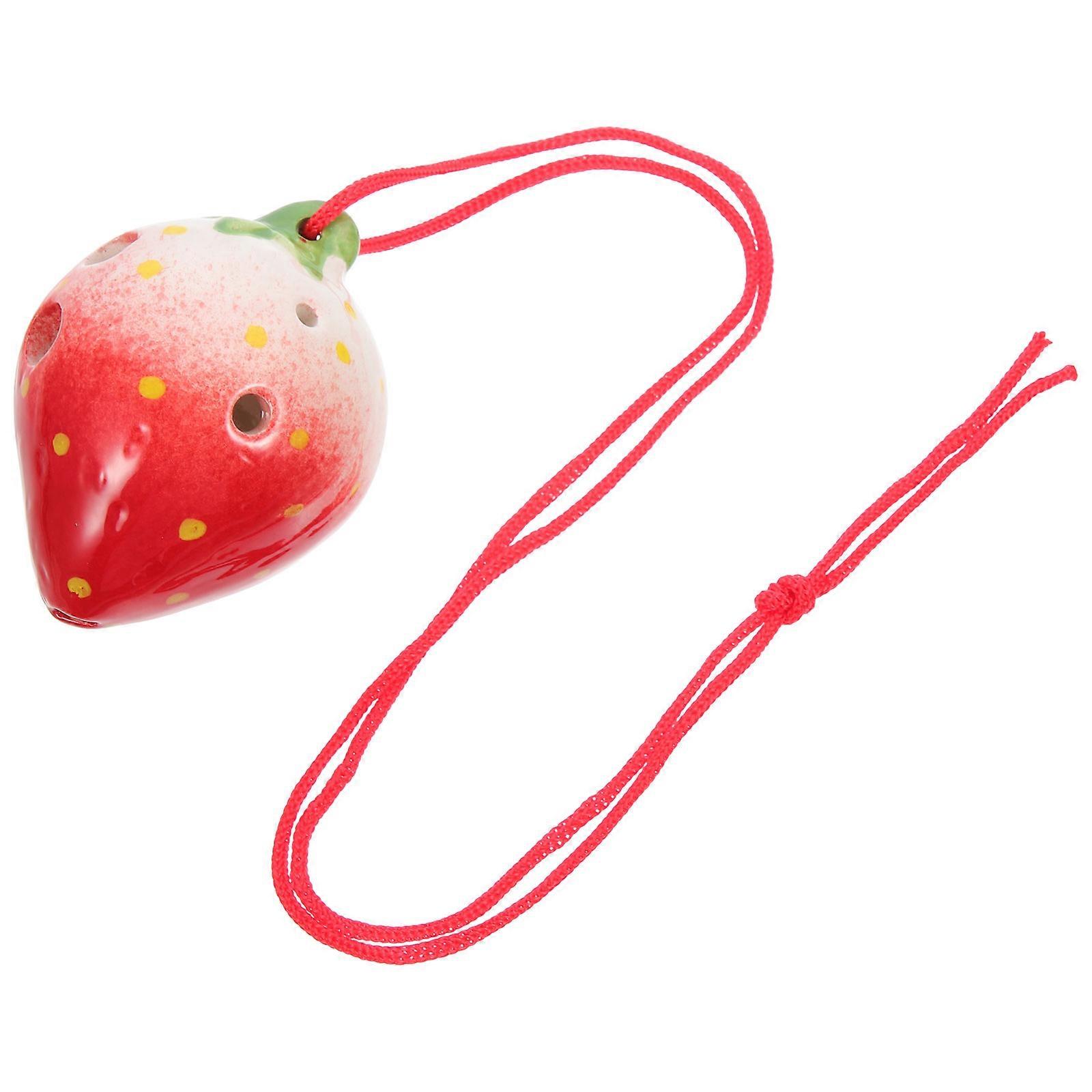 Strawberry Ocarina Ceramic Childrens Musical Instruments Beginner Musicians Practice Tool 7.5x5.6cm 1Set