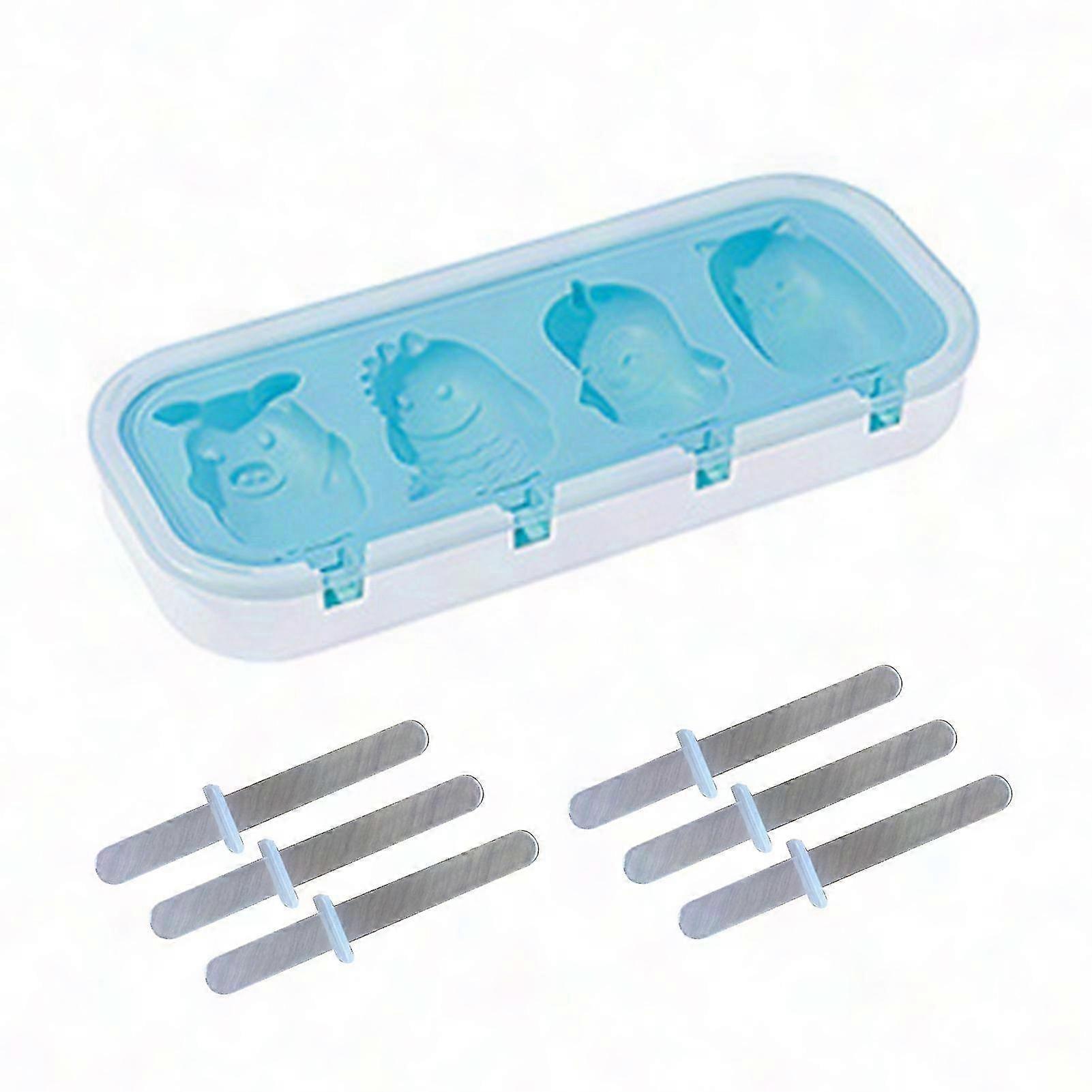 1 Set Food Grade Silicone Ice Pop Mold with Dustproof Lid - High Toughness Popsicle Molds for Home