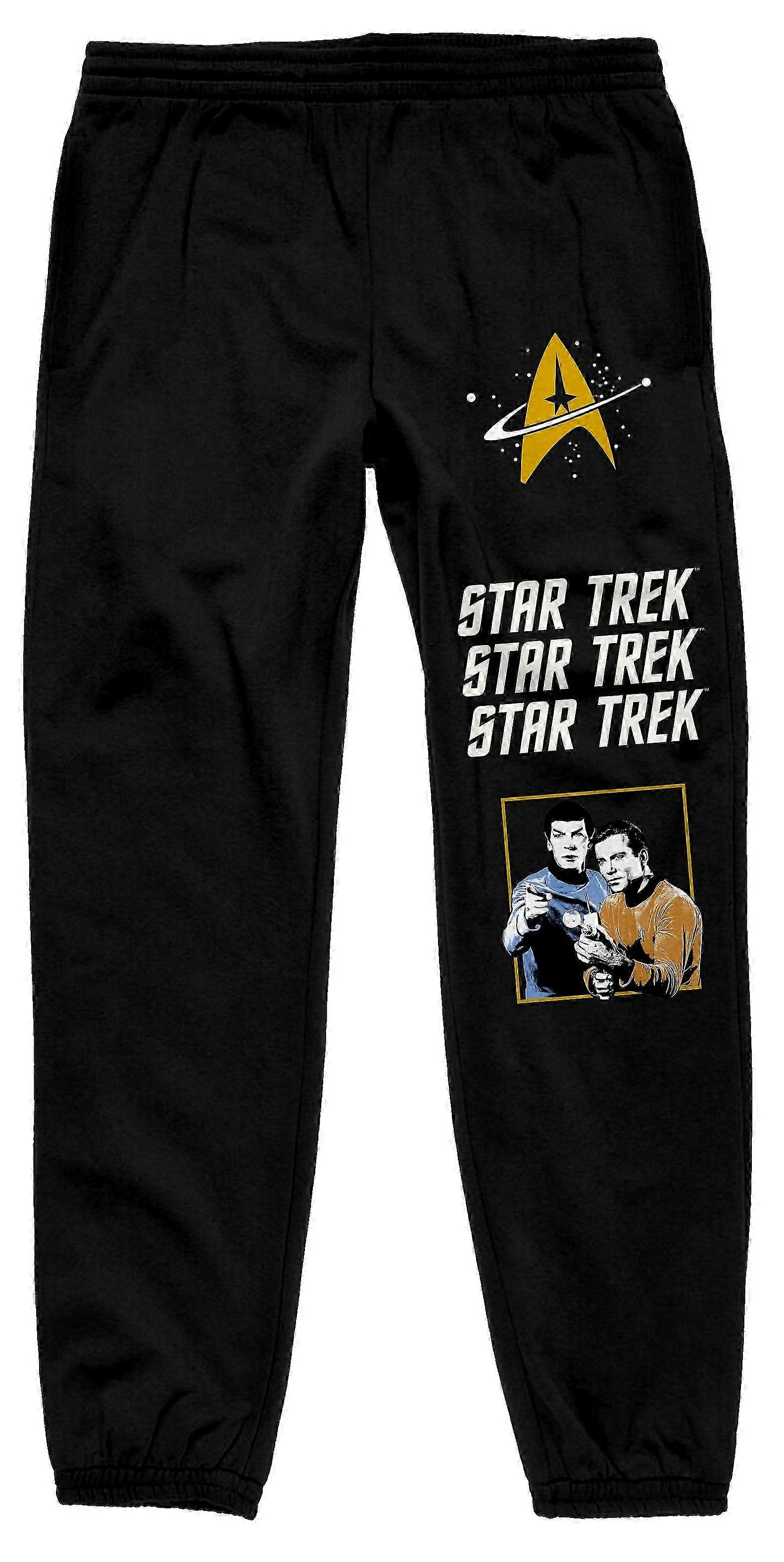 Men's Black Drawstring Sweats with Star Trek Repeat Logo - XL