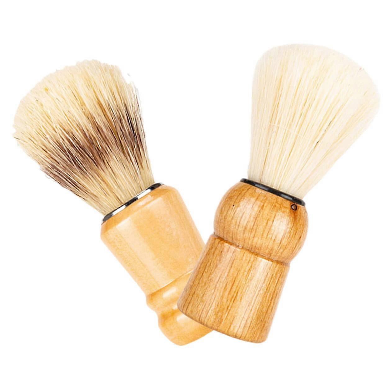 2Piece Shaving Brush Set for Men with Wooden Handle, Durable Beard Brush for Rich Lather and Beard Care, Suitable and Barber Shops