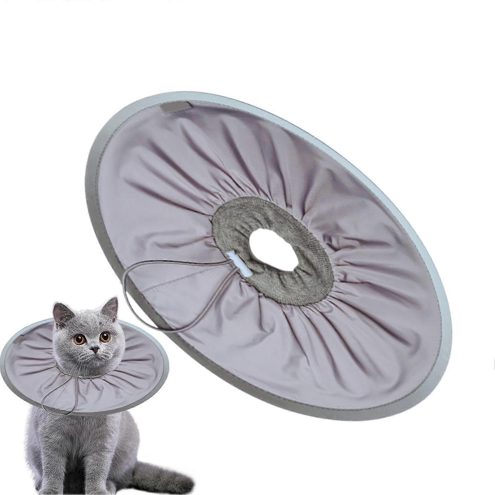 Recovery Collar for Cats, Adjustable Protective Cat Collar for Dogs, Lightweight Gray, Size L