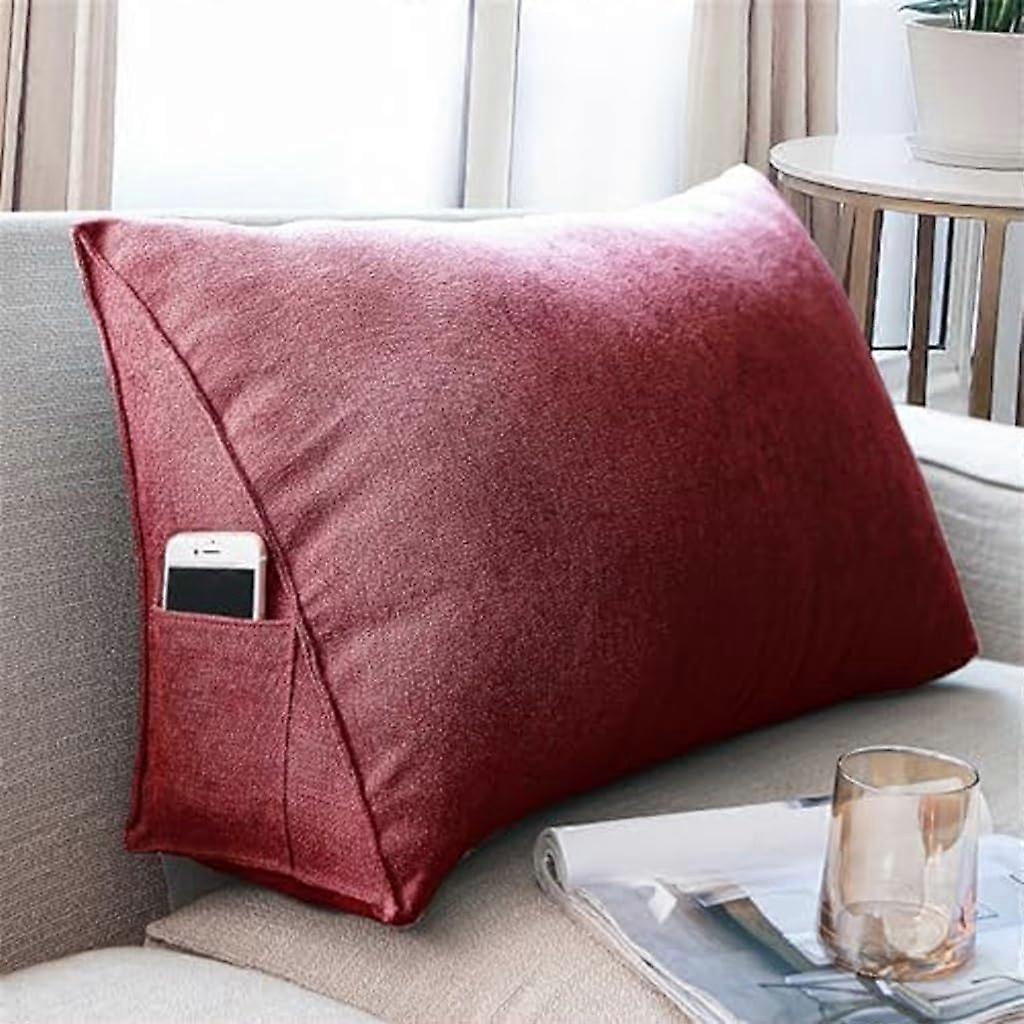Wedge pillow for back support, bed and sofa, reading pillow, removable washable cover, Red, 70*35*20cm