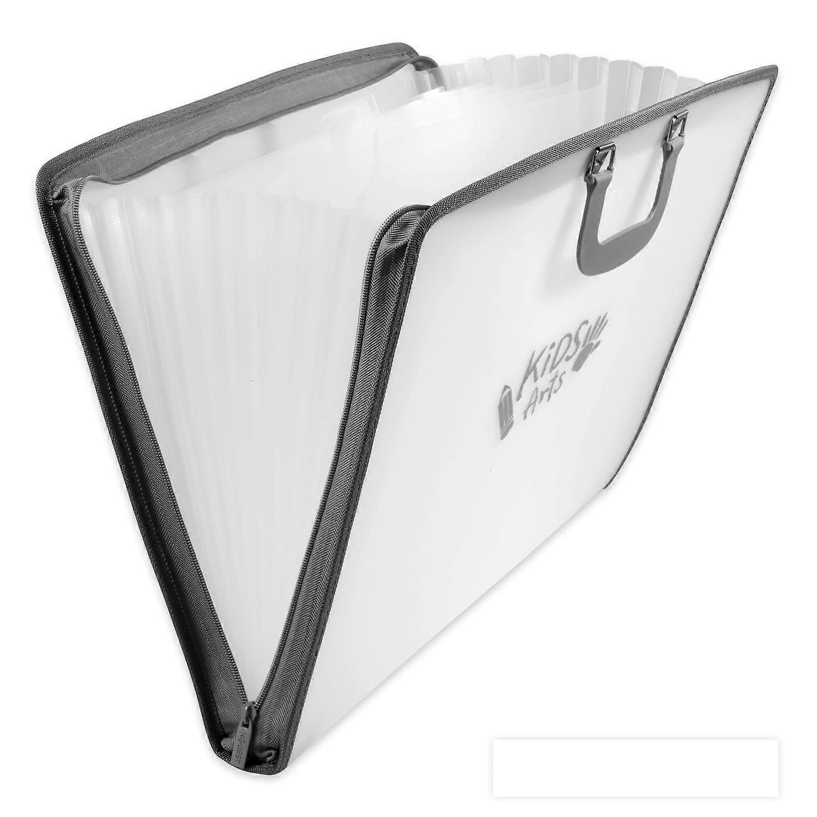 MultiLayer Document File Folder Double Caption Double Zipper Class File Storage Portfolio for Teachers and Painters (Transparent)