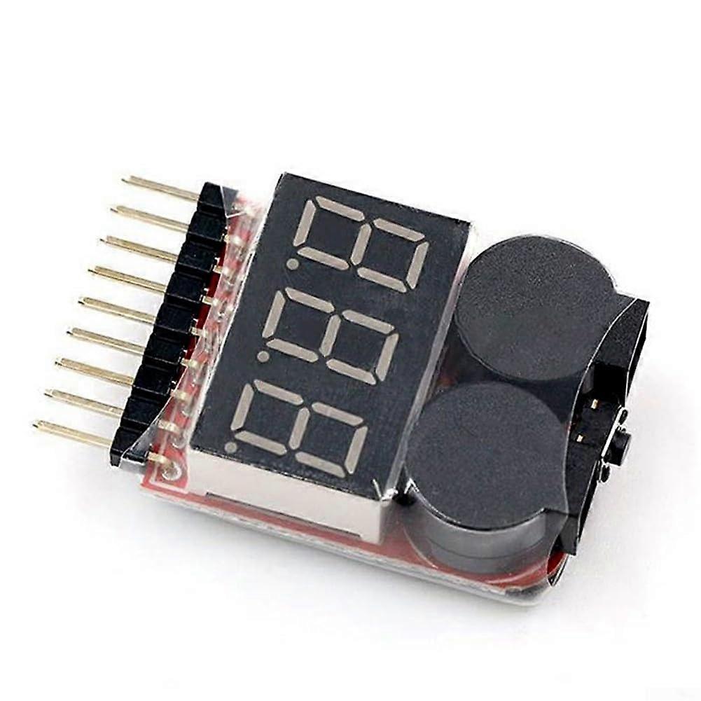 Battery Voltage Tester For 1-8S LiPo Batteries, Li-ion, LiMn, LiFe Batteries, With Buzzer Alarm, 2-Pack