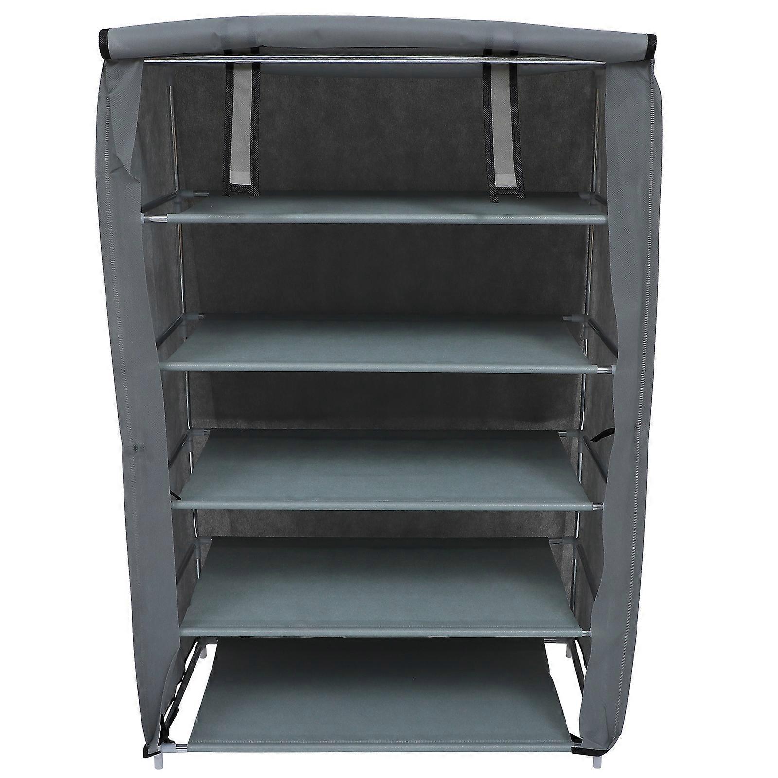 Shoe Storage Organiser Multi-Layer Foldable Rack For Garage Grey 90X60X30CM PP Material 1Set