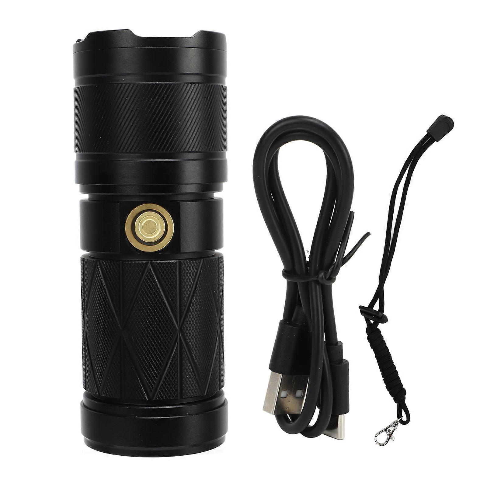 Mini Flashlight Portable USB Rechargeable Telescopic Zoom High Brightness LED Torch for Outdoor Adventure Camping