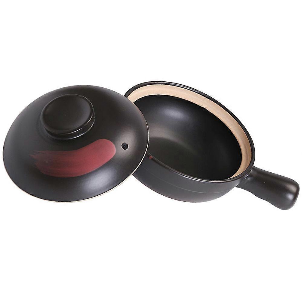 Clay Casserole Pot for Gas Cooking, Compact Stew Pot for Soup, Noodles, and Rice Dishes with Comfortable Handle